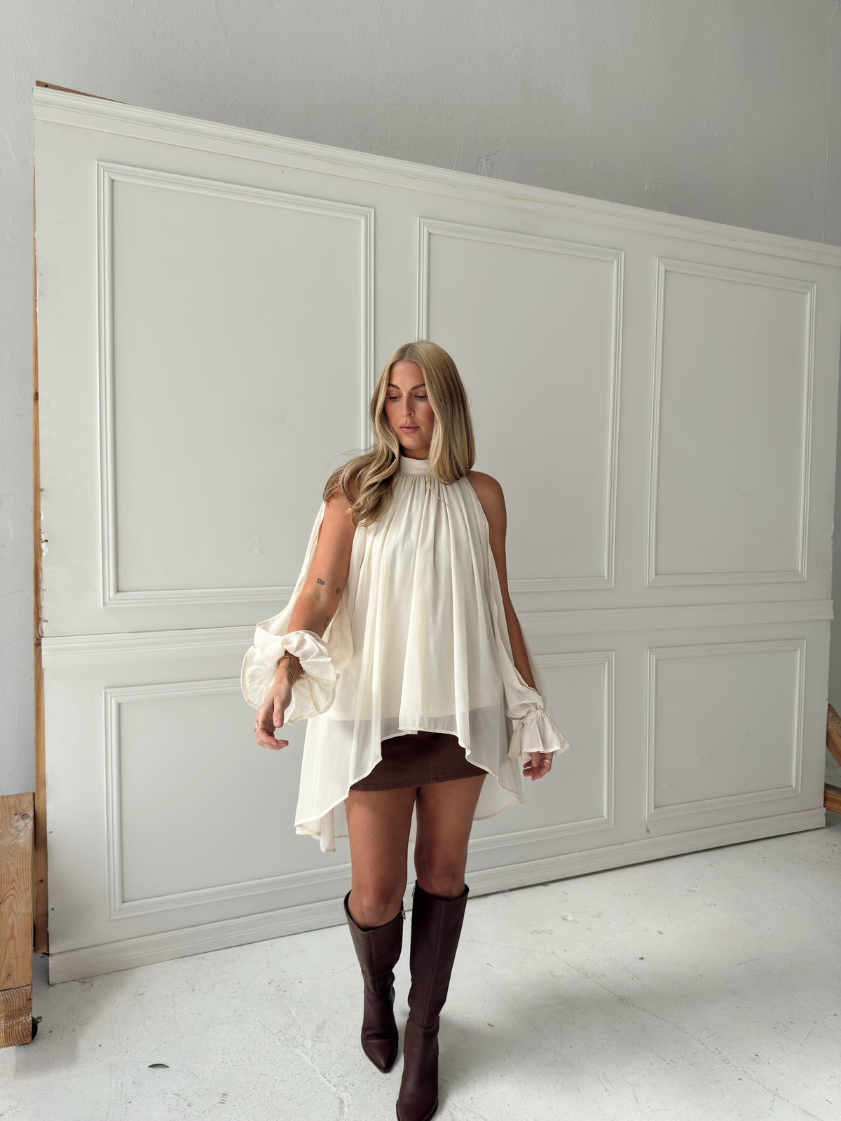 Darla Chiffon Top - Cream