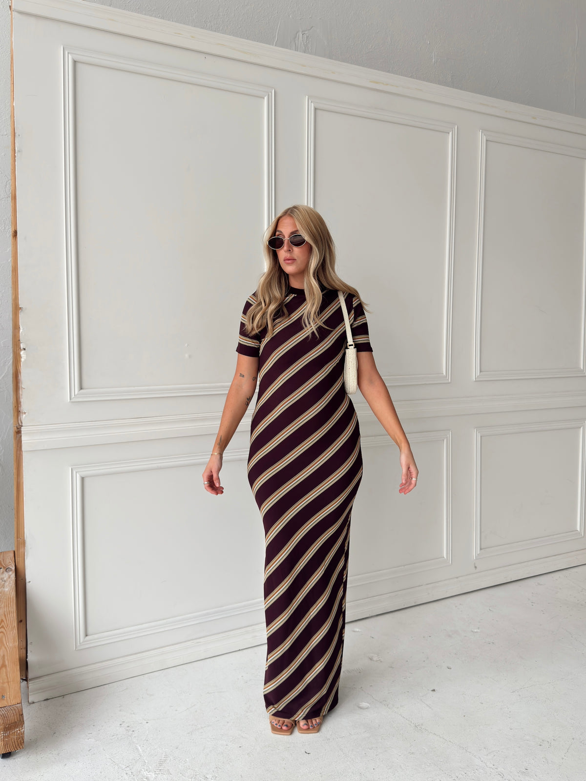 Red Brown Combo Maxi Dress