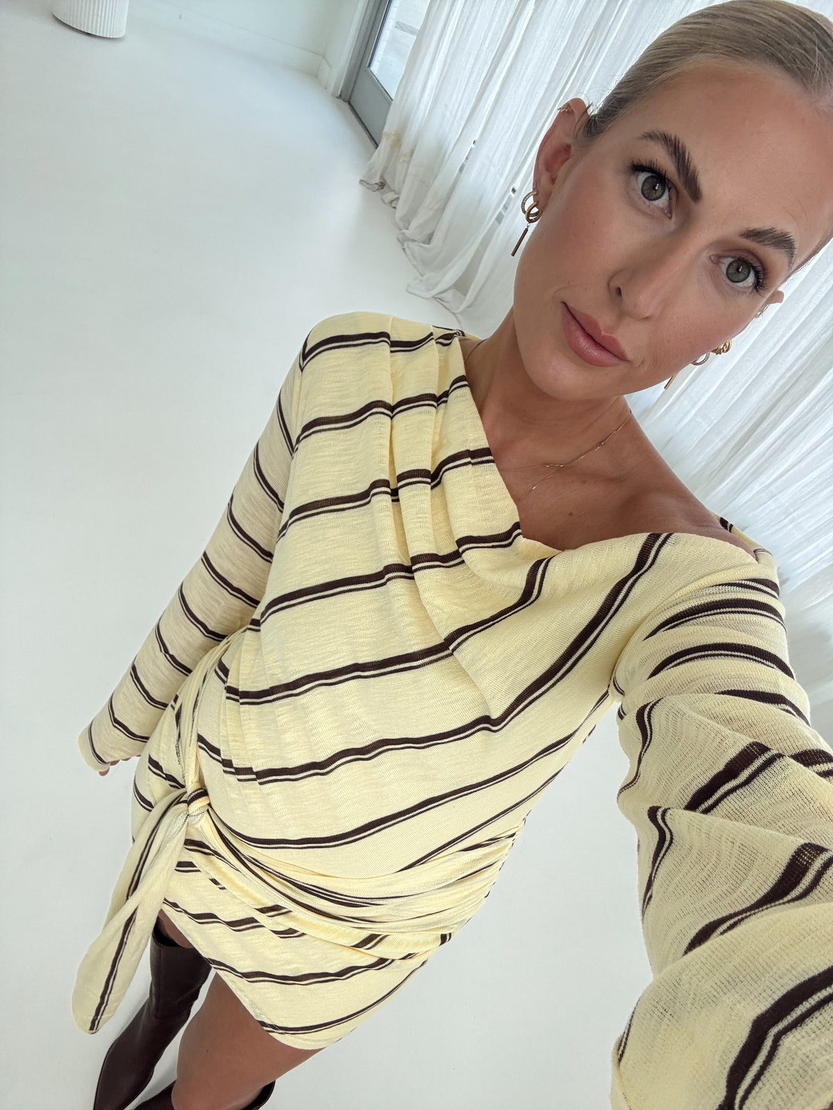 Abigail Yellow Stripe Mini Dress