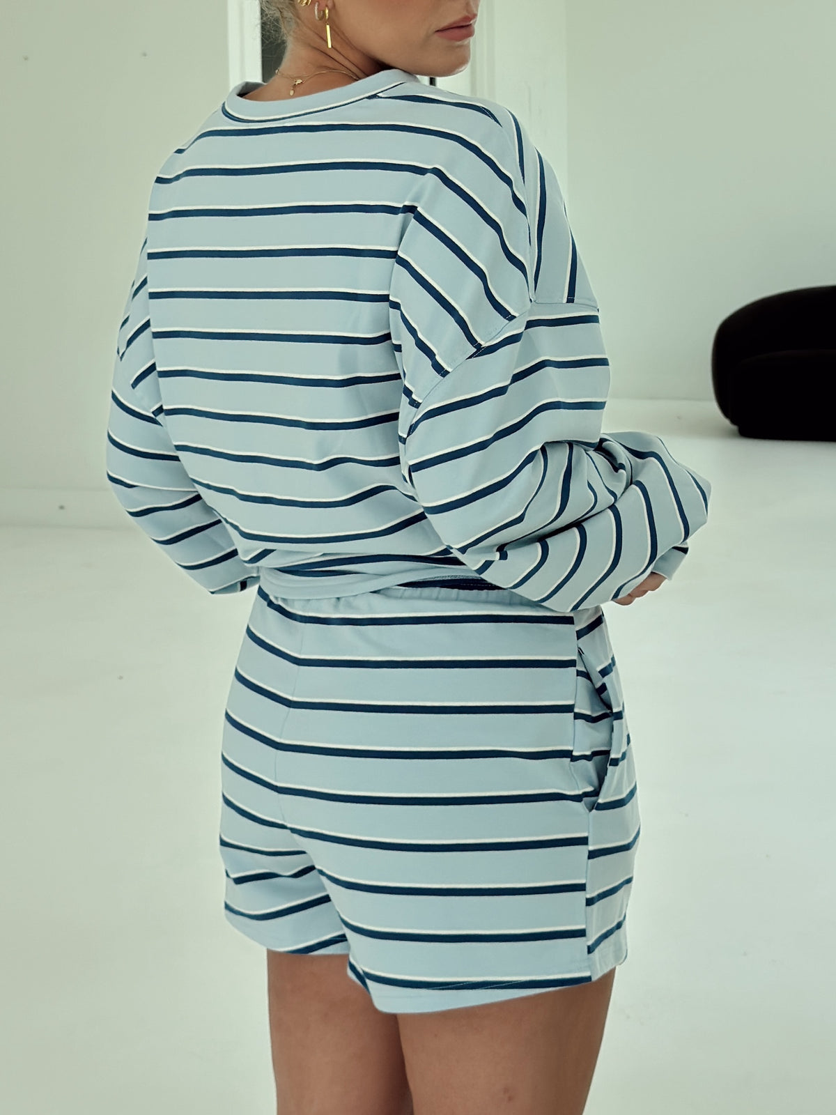 Crosby Stripe Shorts - Navy and Baby Blue