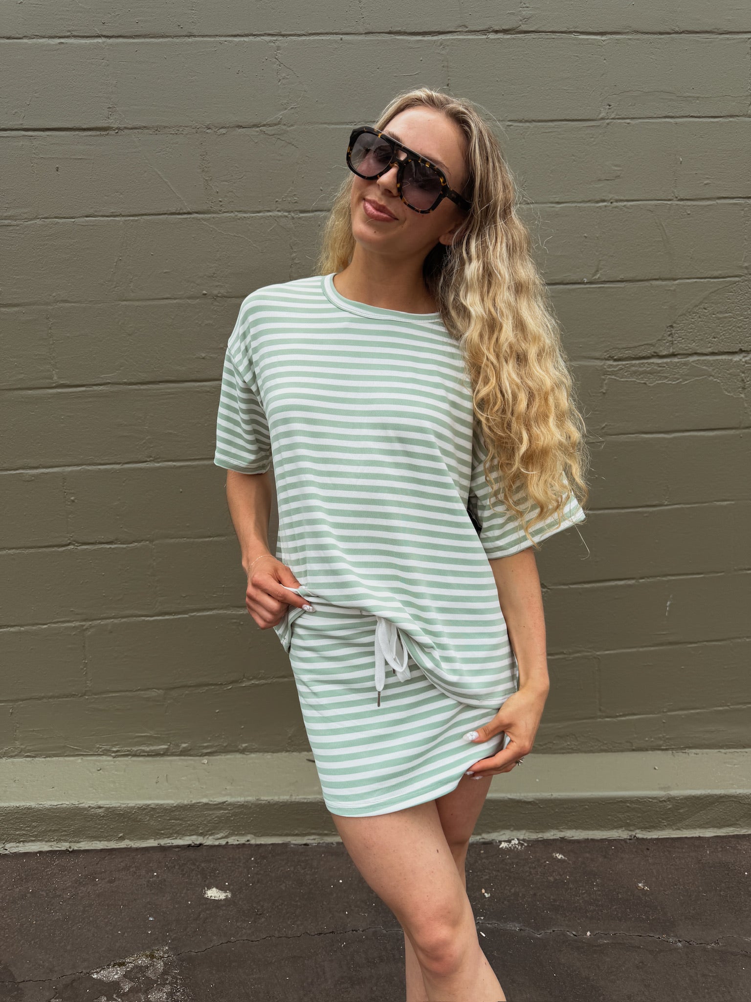 Weekender Stripe Top - Sage