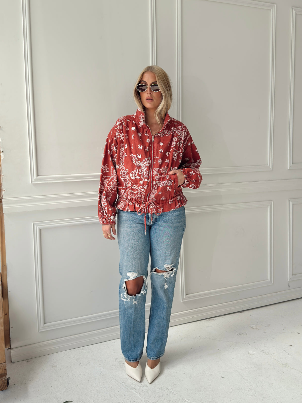 Chloe Bandana Print Bomber Jacket
