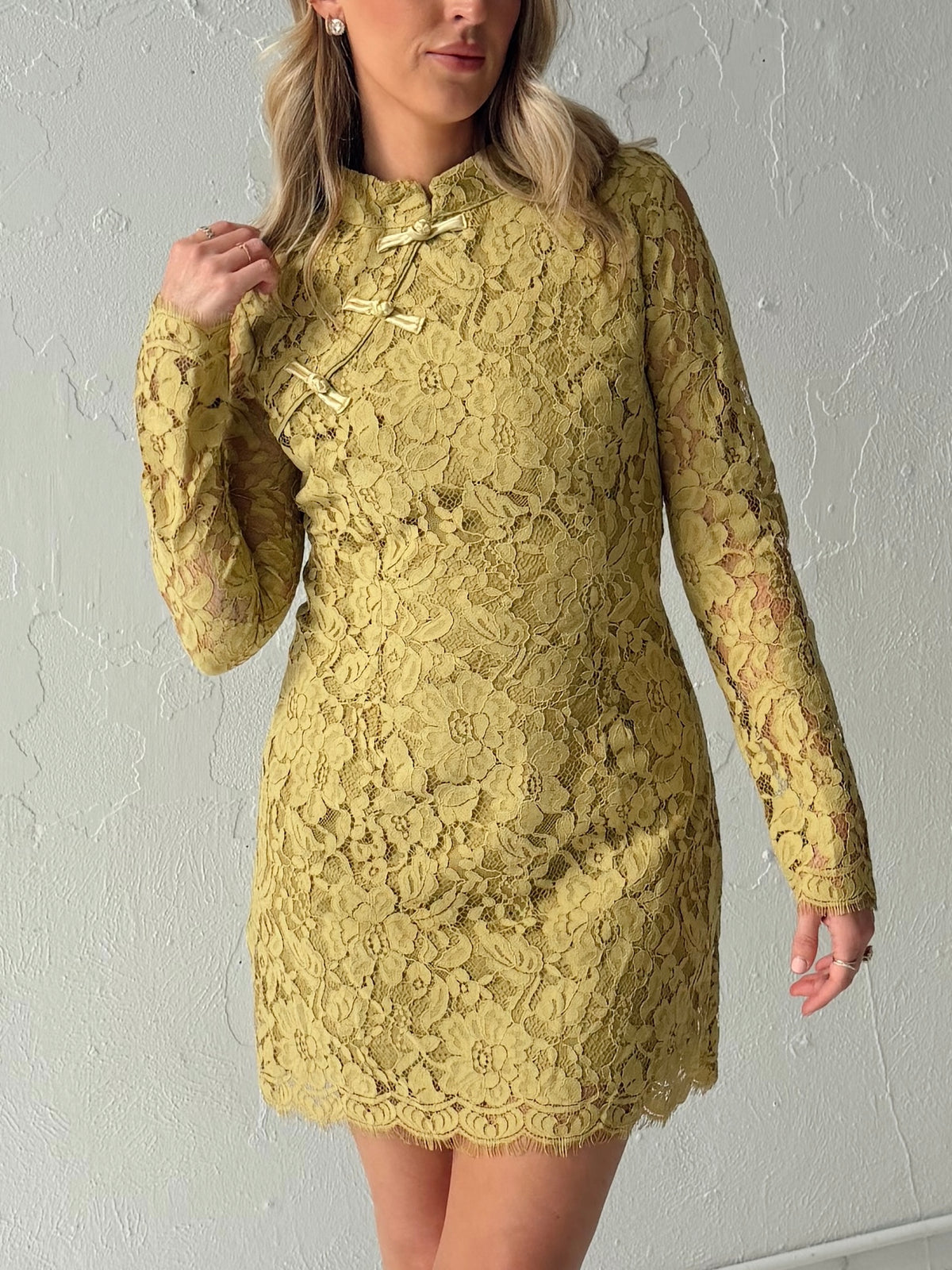 Juliette Floral Lace Mini Dress - Olive