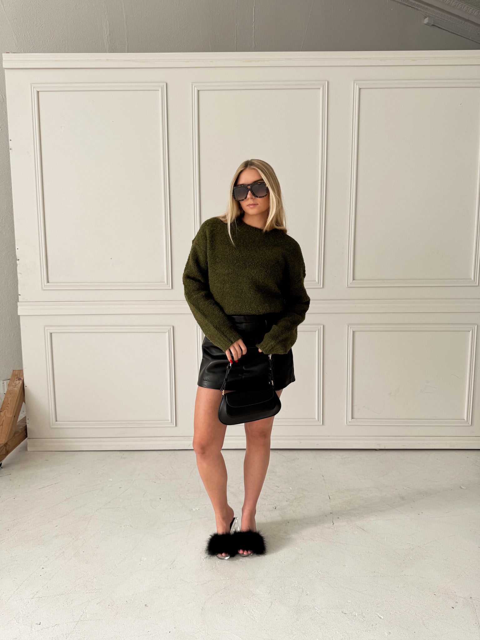 English Factory Vegan Leather Skort - Black