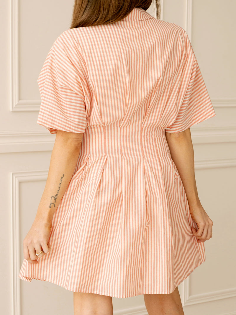 Angie Pleated Mini Shirt Dress - Poppy Red