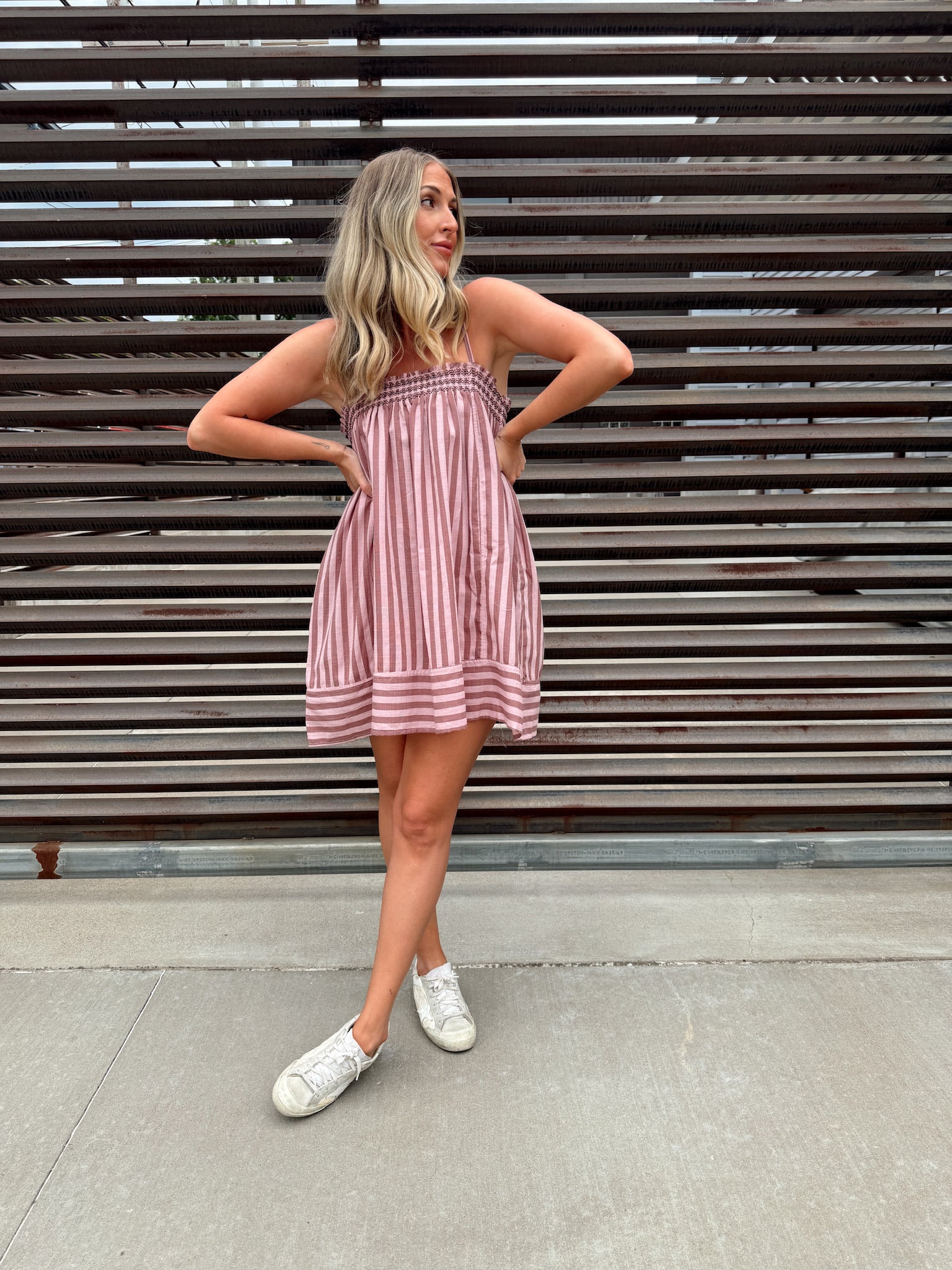 Summer Stripes Mauve Mini Dress
