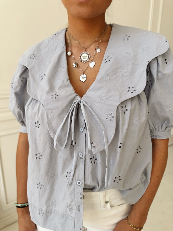 Scalloped Blue Blouse