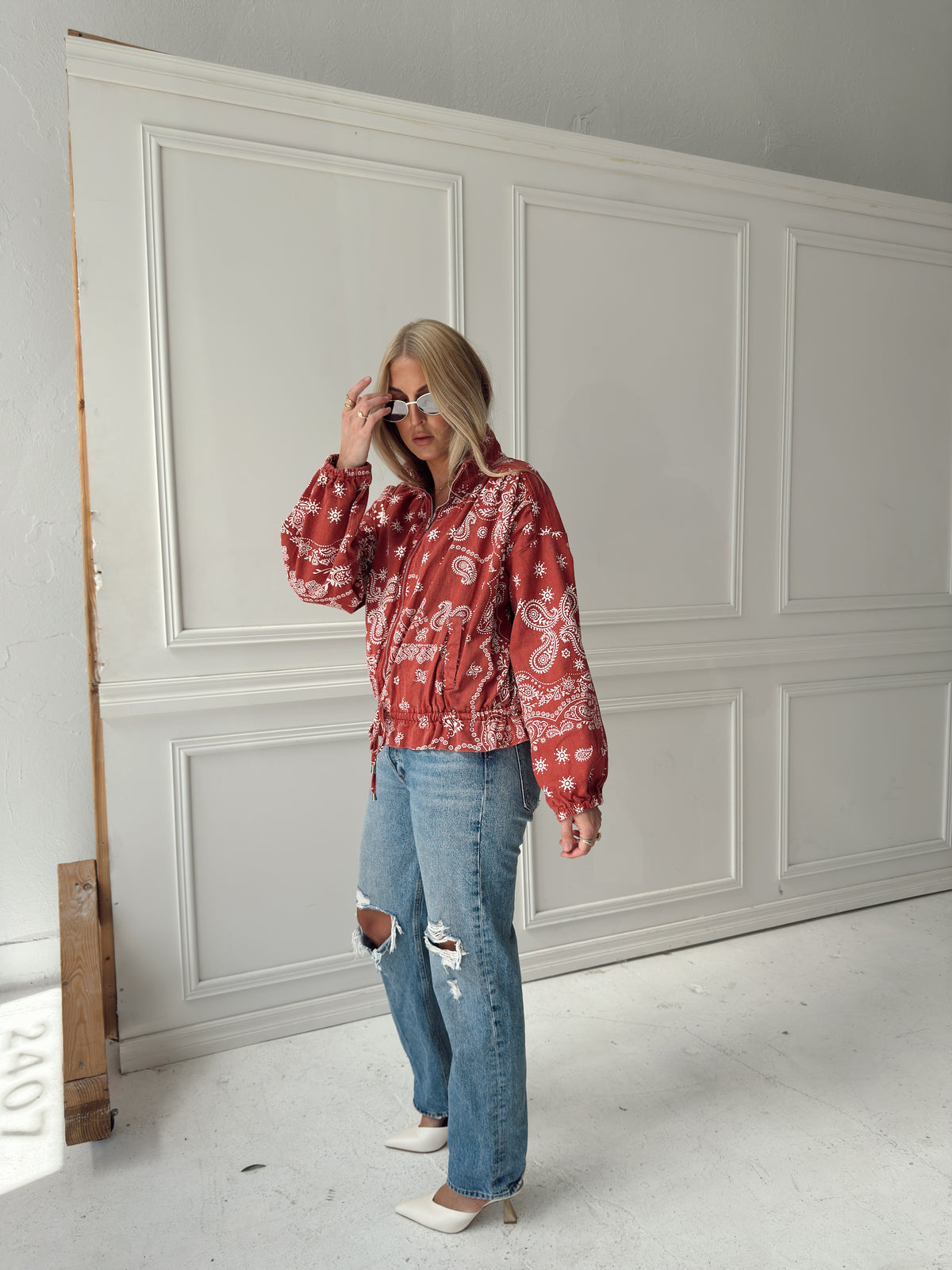 Chloe Bandana Print Bomber Jacket