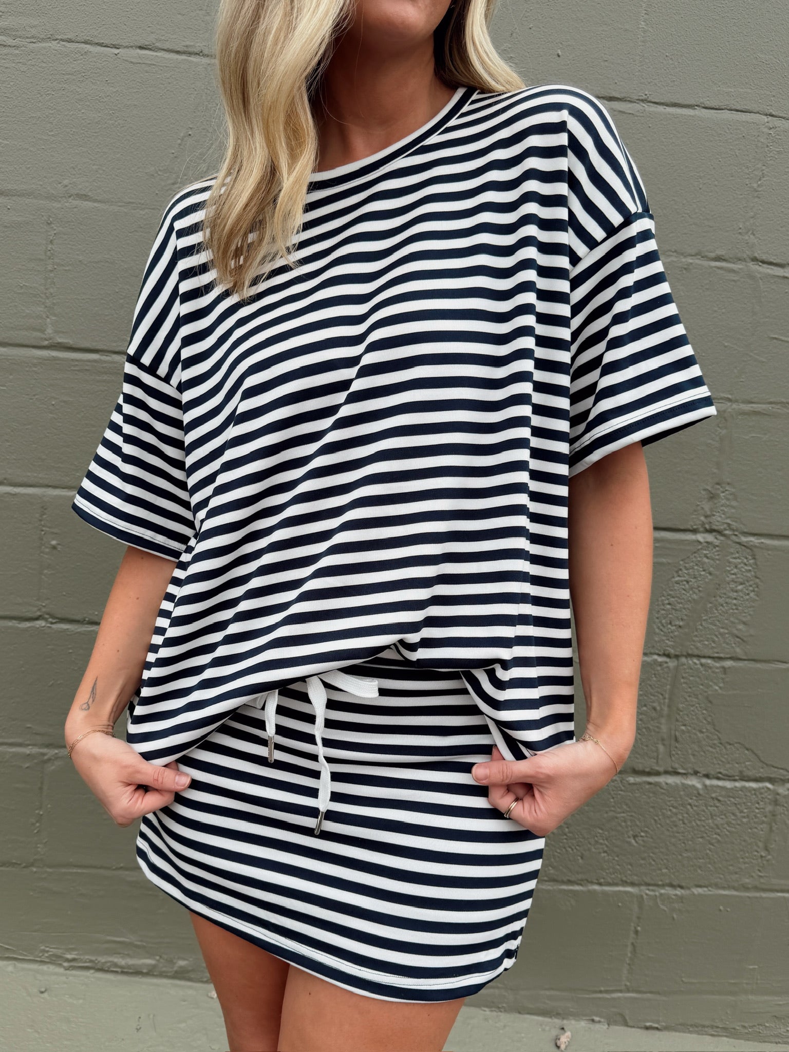 Weekender Stripe Skort - Navy