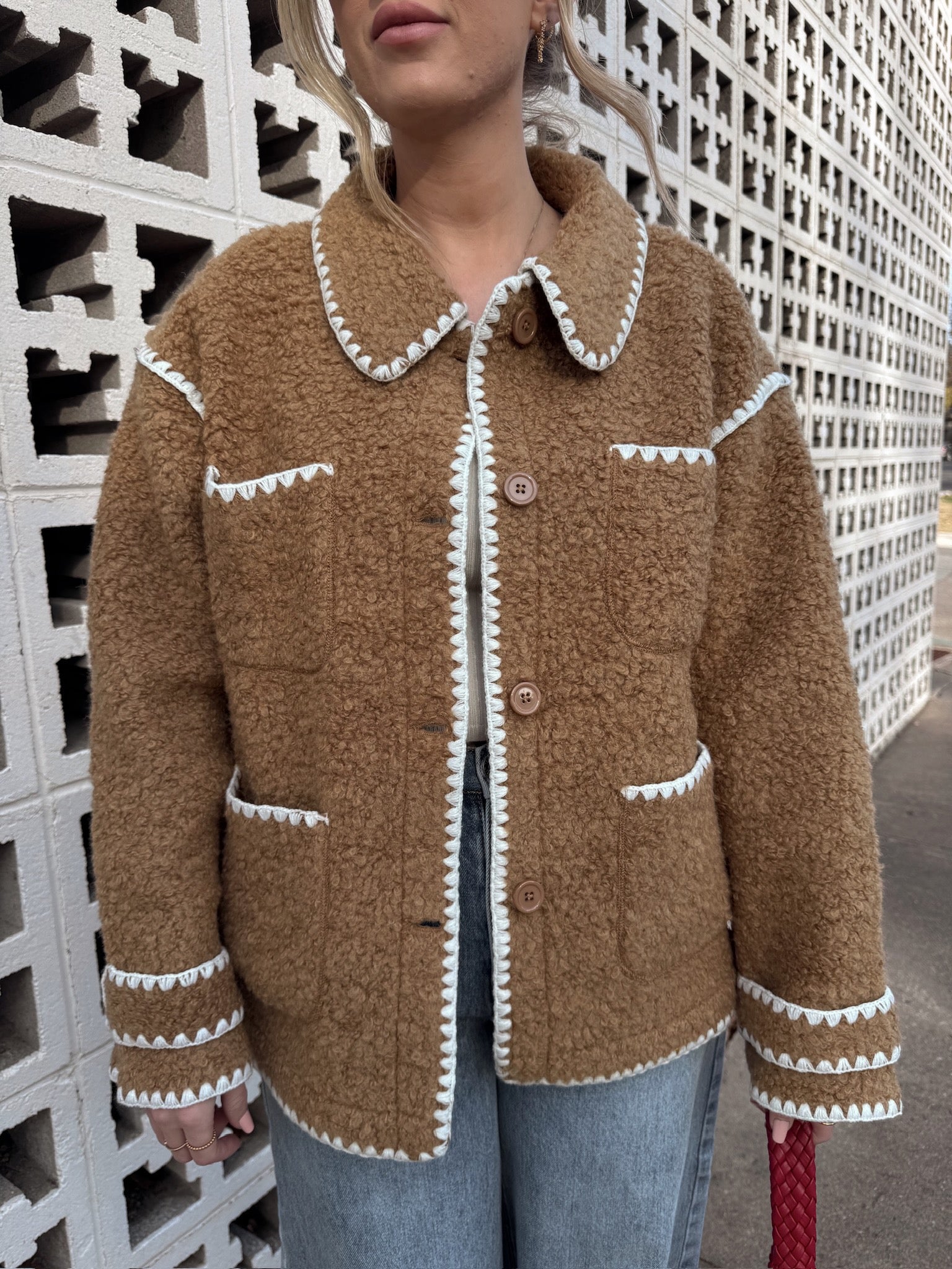 English Factory Embroidered Shearling Jacket