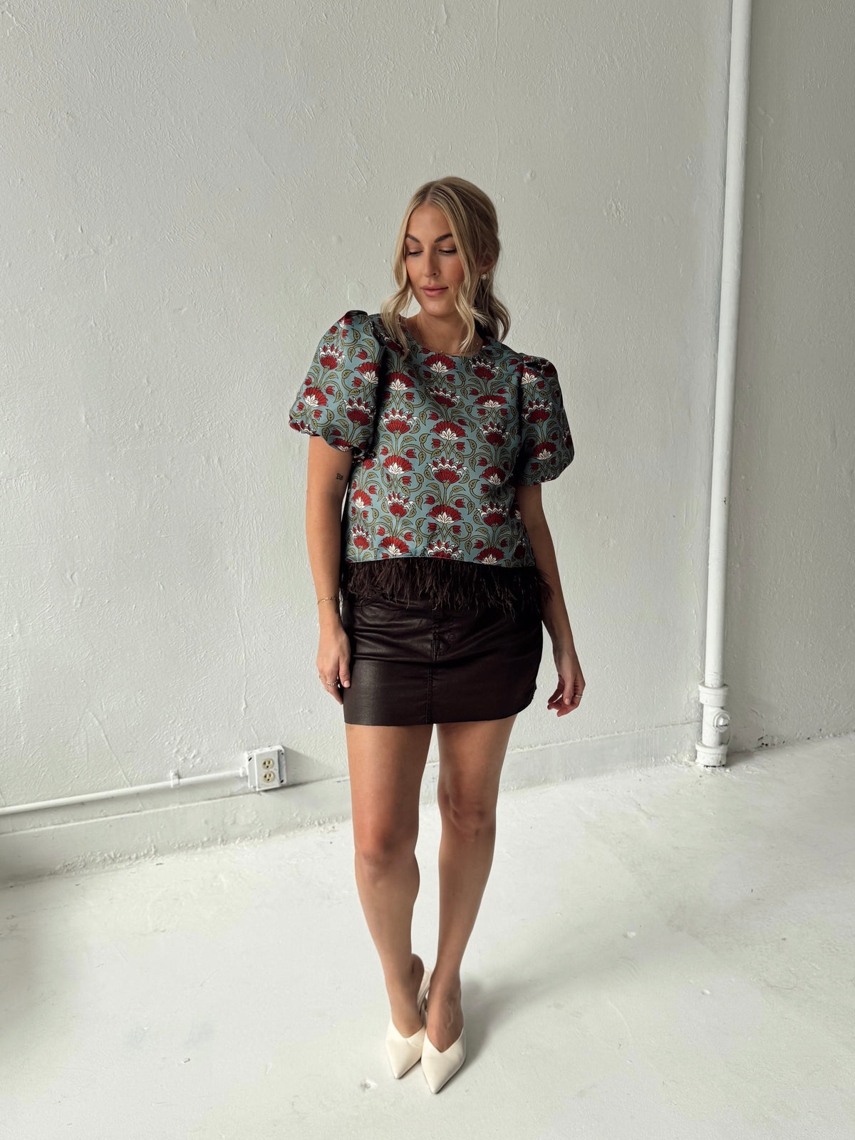 Merritt Feathered and Floral Top