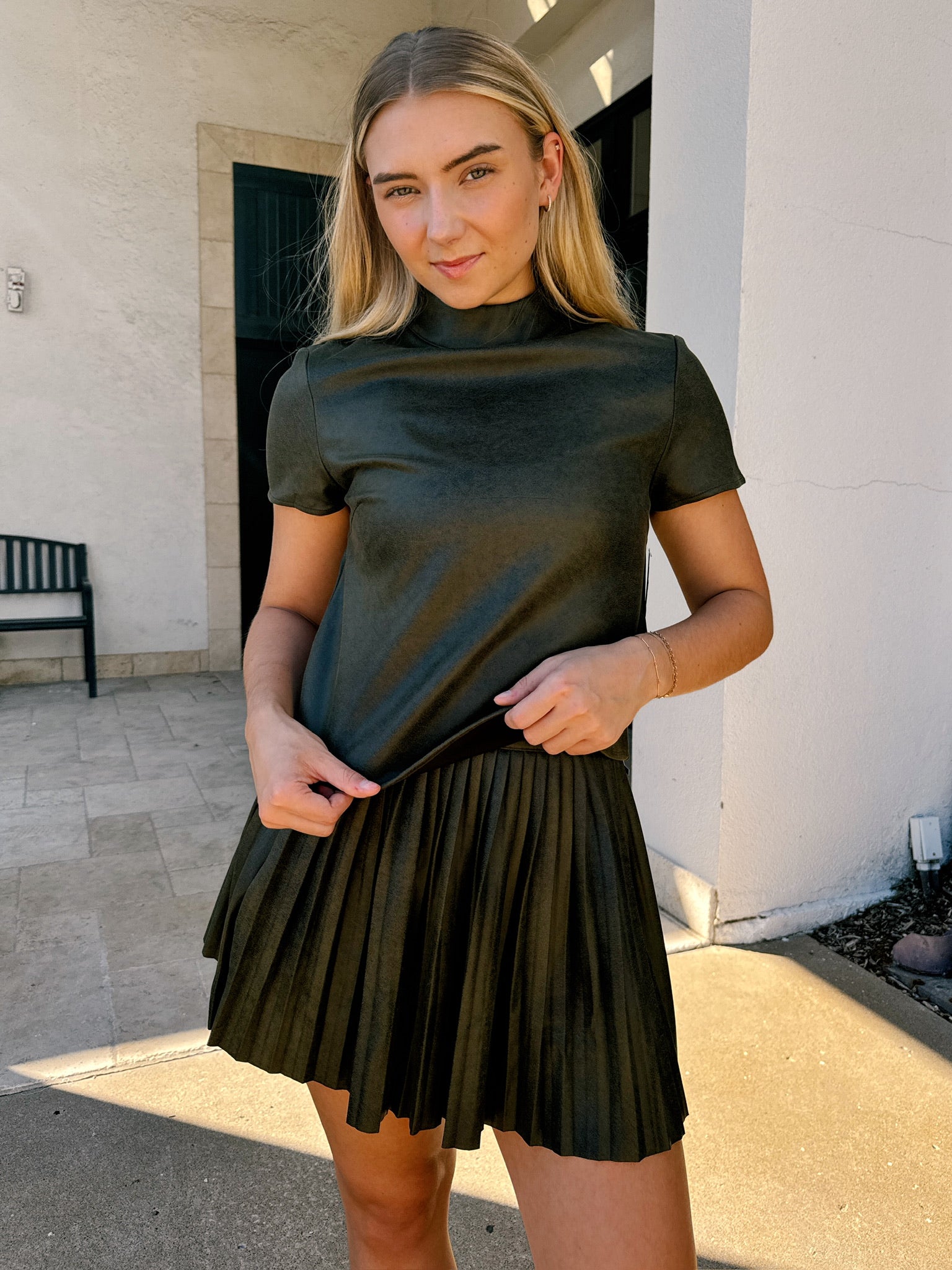 Sincerely Ours All Good Mini Skirt - Olive Suede