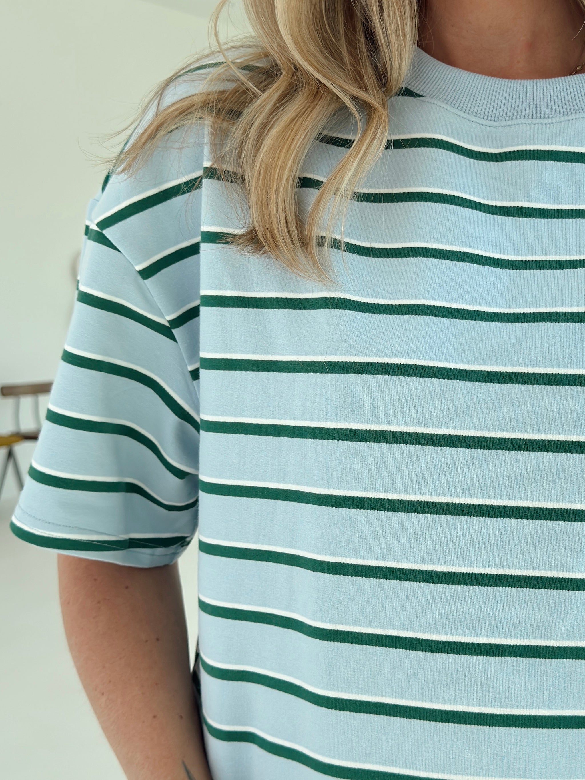 Cassie Stripe Top - Baby Blue and Green