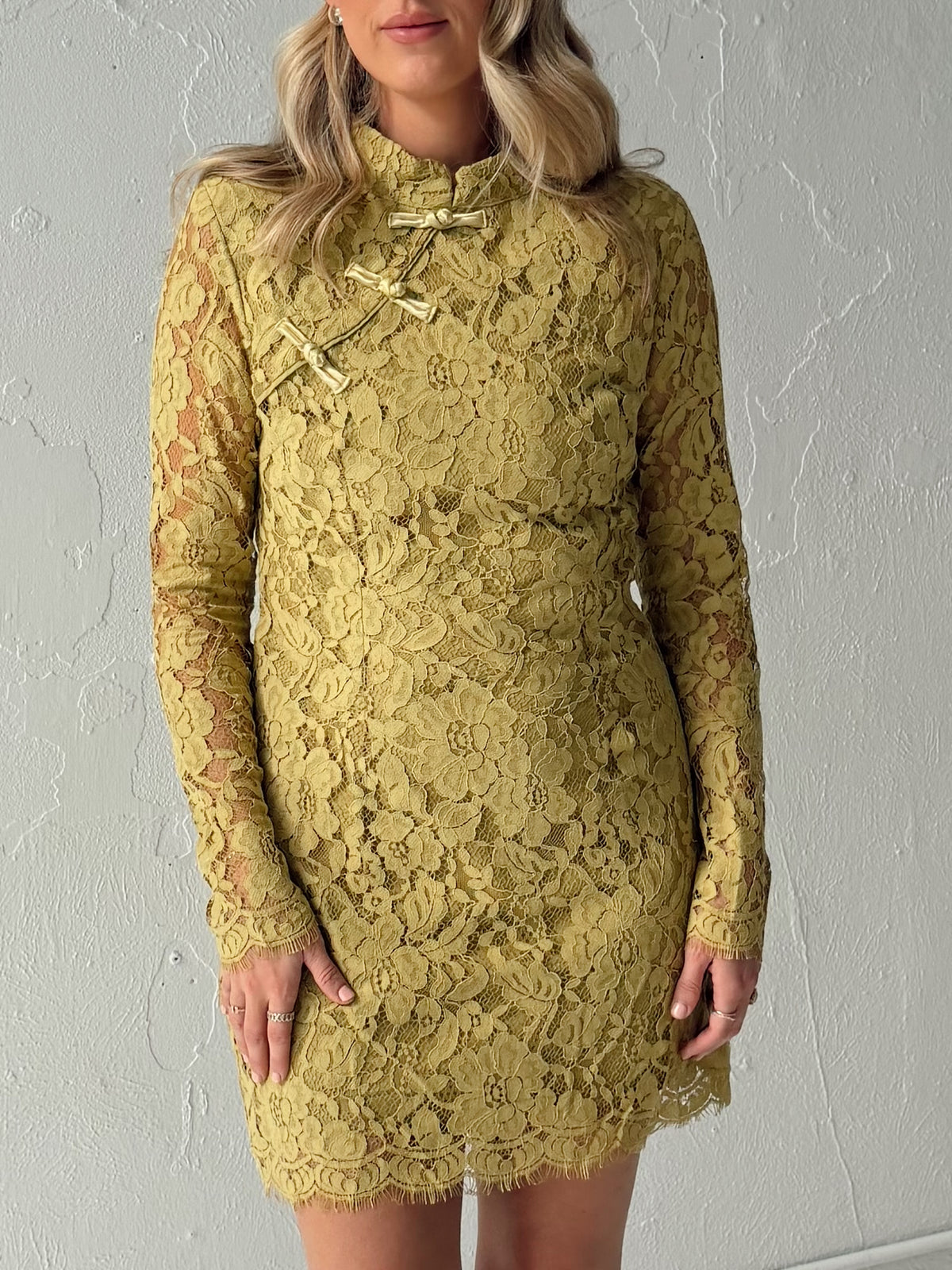 Juliette Floral Lace Mini Dress - Olive