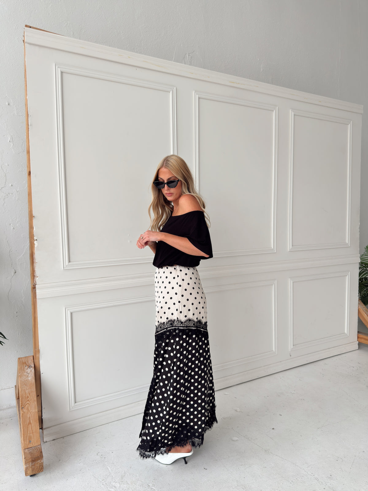 Diana Dual-Tone Polka Dot Maxi Skirt