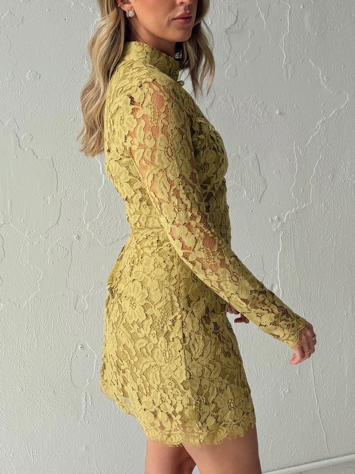 Juliette Floral Lace Mini Dress - Olive