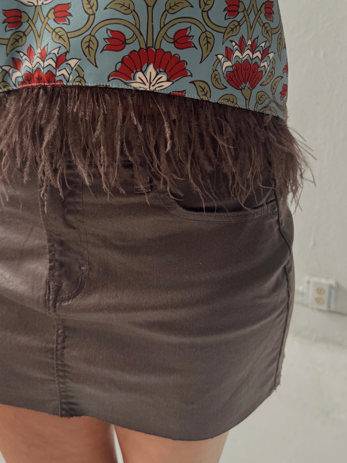 Bliss Coated Denim Mini Skirt