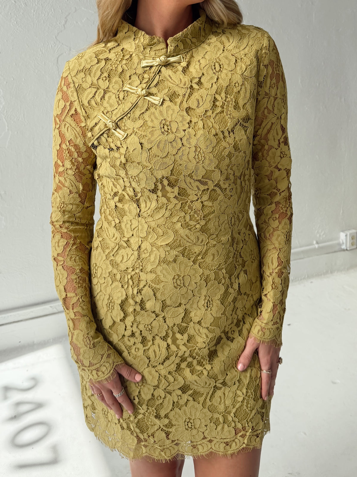 Juliette Floral Lace Mini Dress - Olive