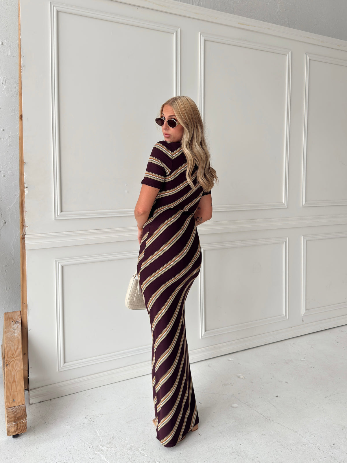 Red Brown Combo Maxi Dress