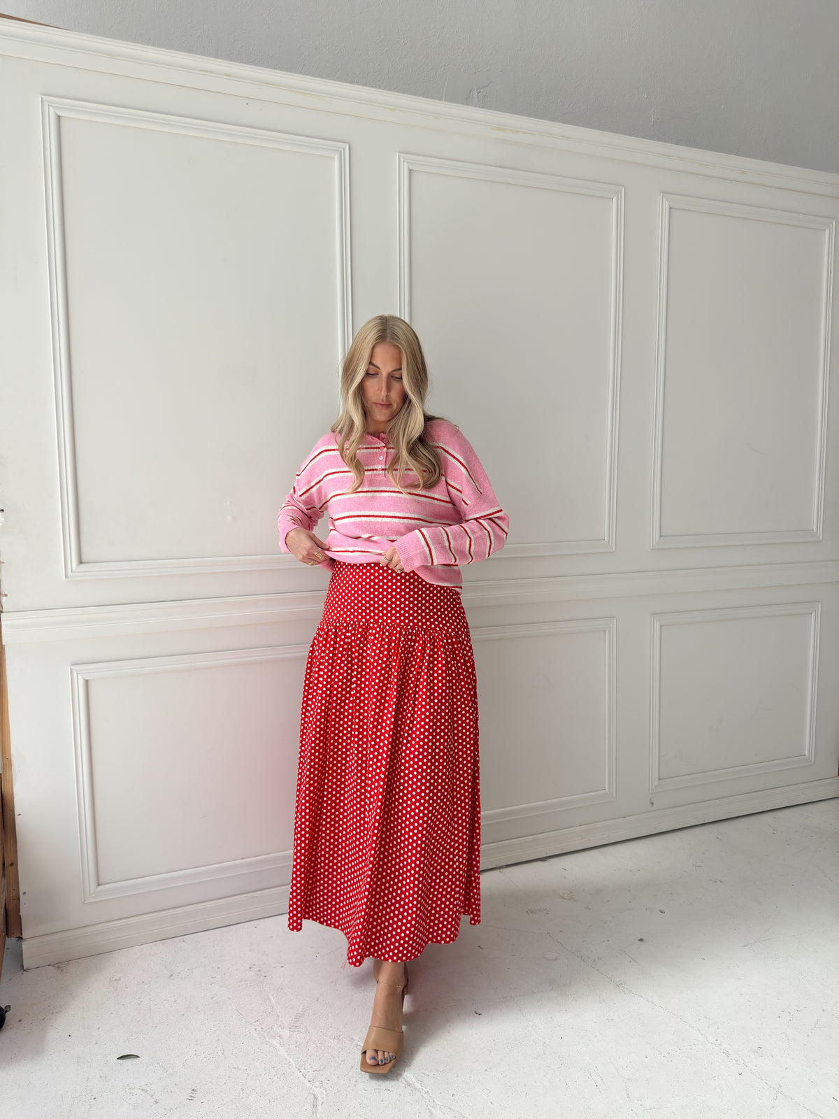 Set Your Sails Polka Dot Skirt - Red