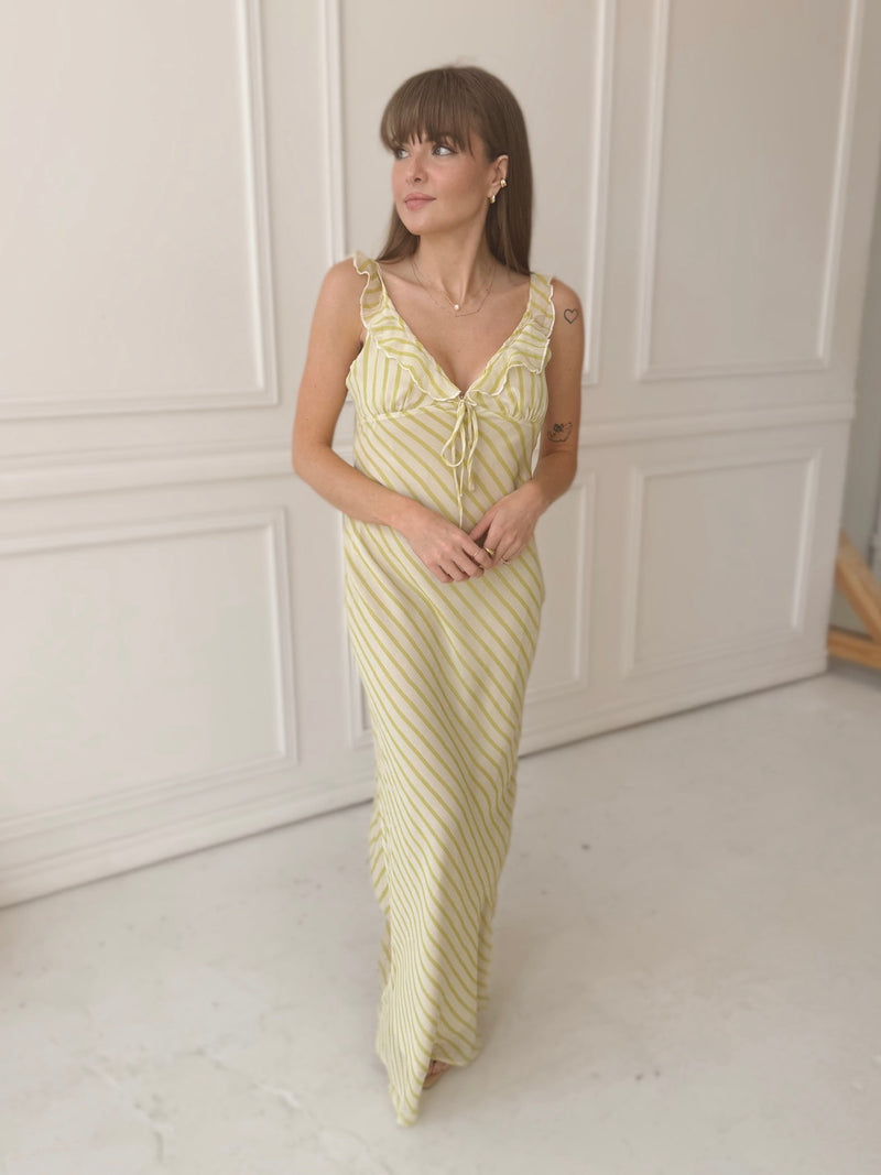 Lime Stripes Maxi Dress