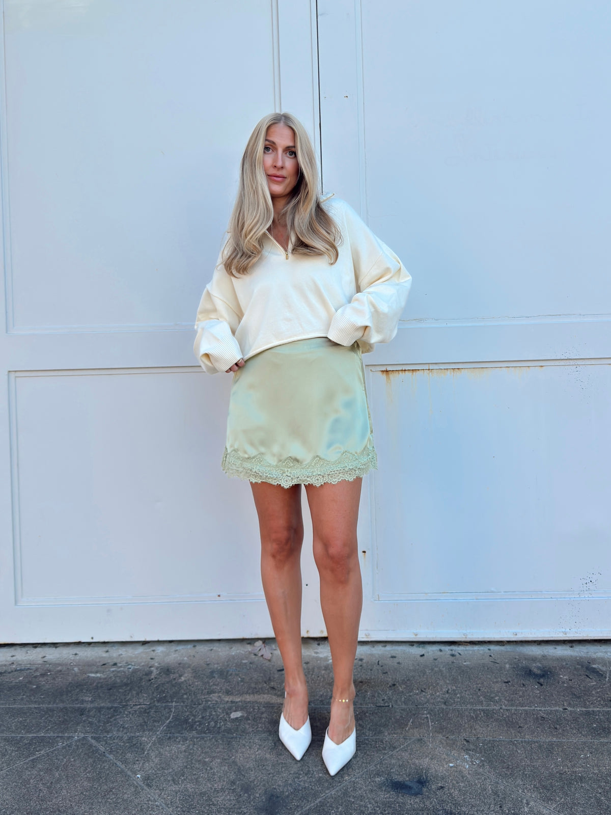 Sabrina Lace Trim Mini Skort - Matcha