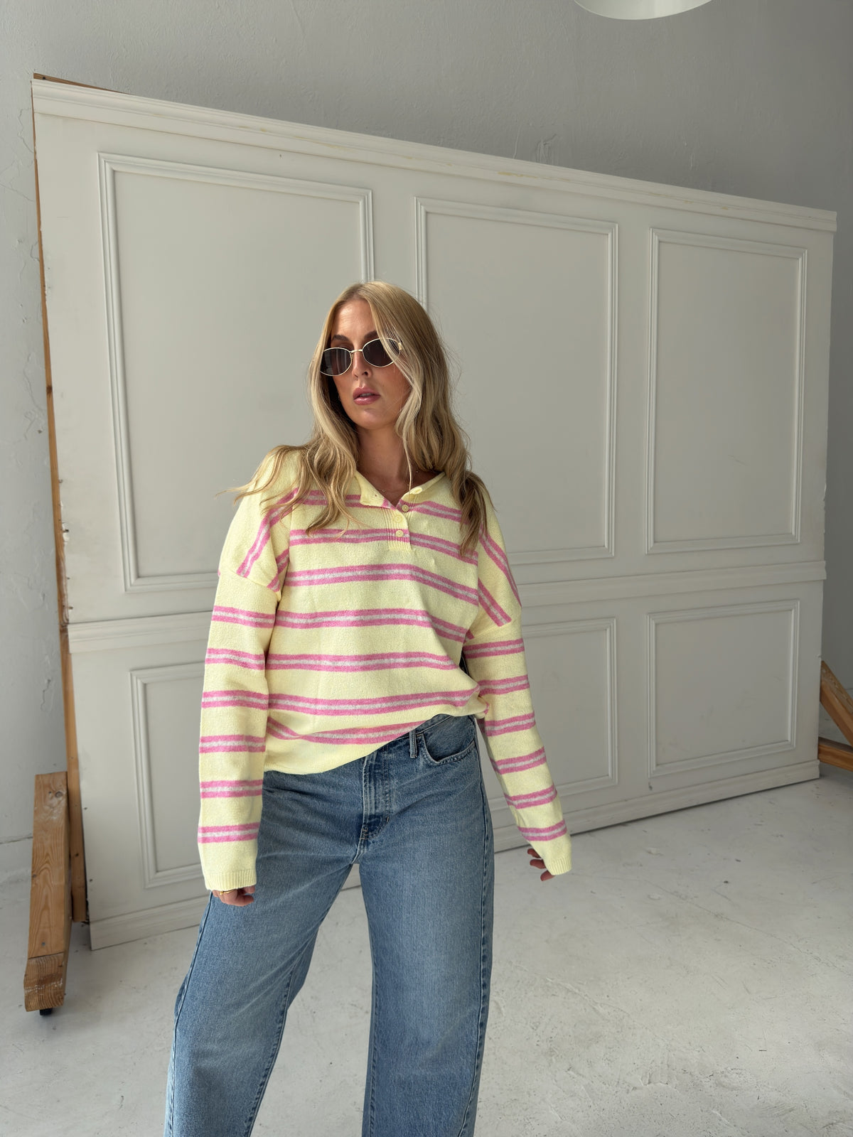 Caroline Cozy Stripe Knit Sweater - Yellow