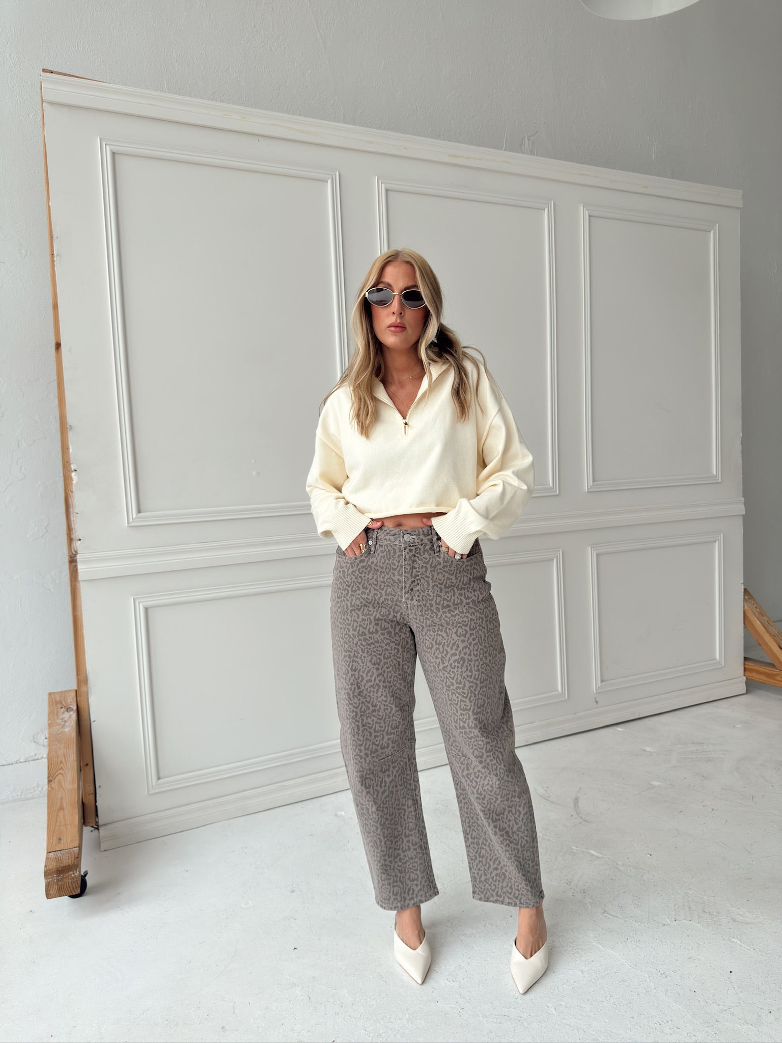 Caitlyn Knit Half-Zip Sweater - Cream