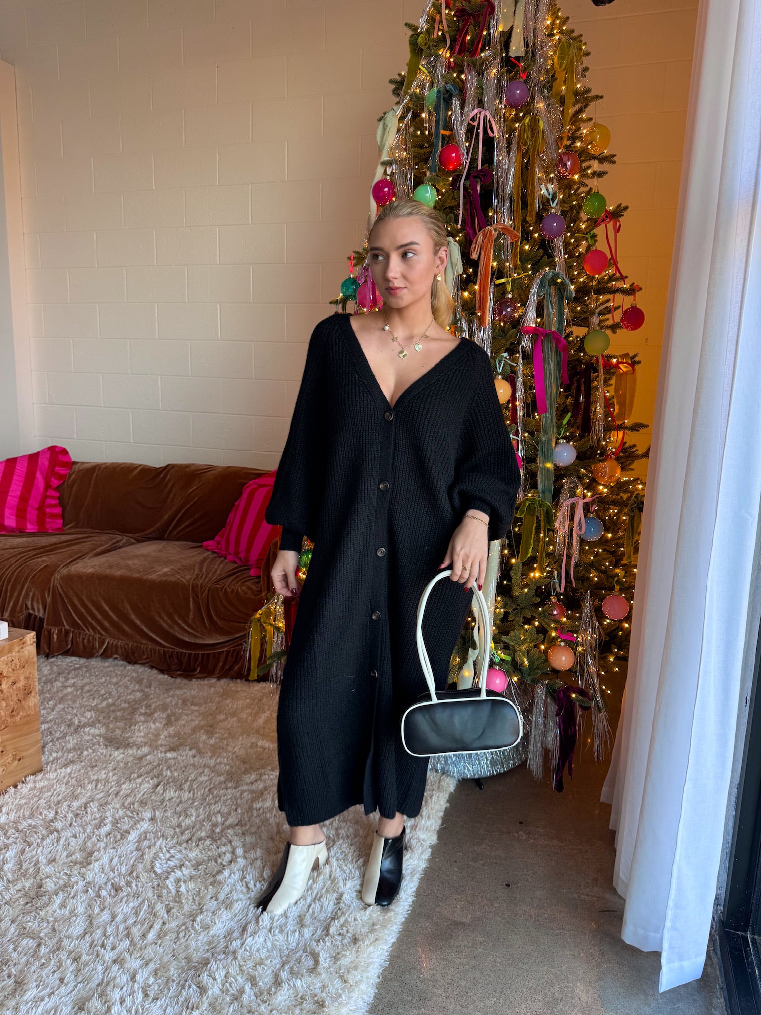 Meet Me in Santorini Sweater Duster - Black