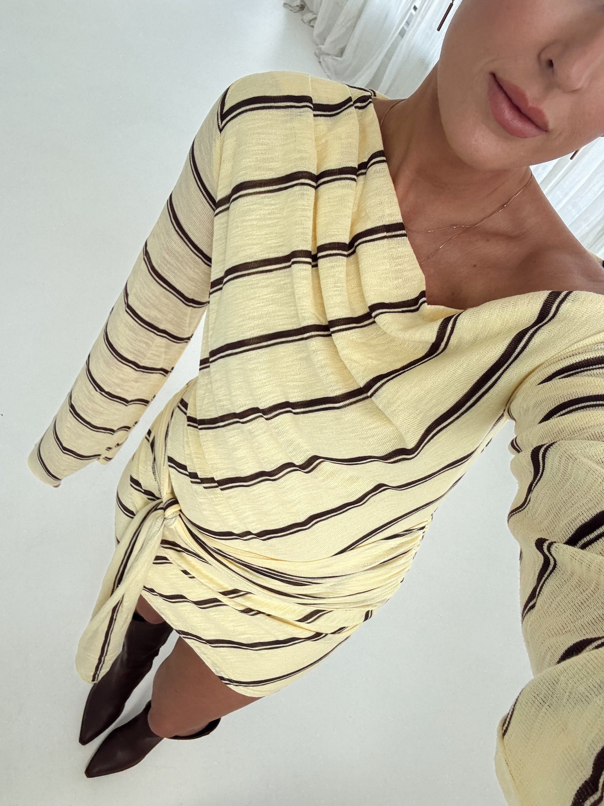 Abigail Yellow Stripe Mini Dress