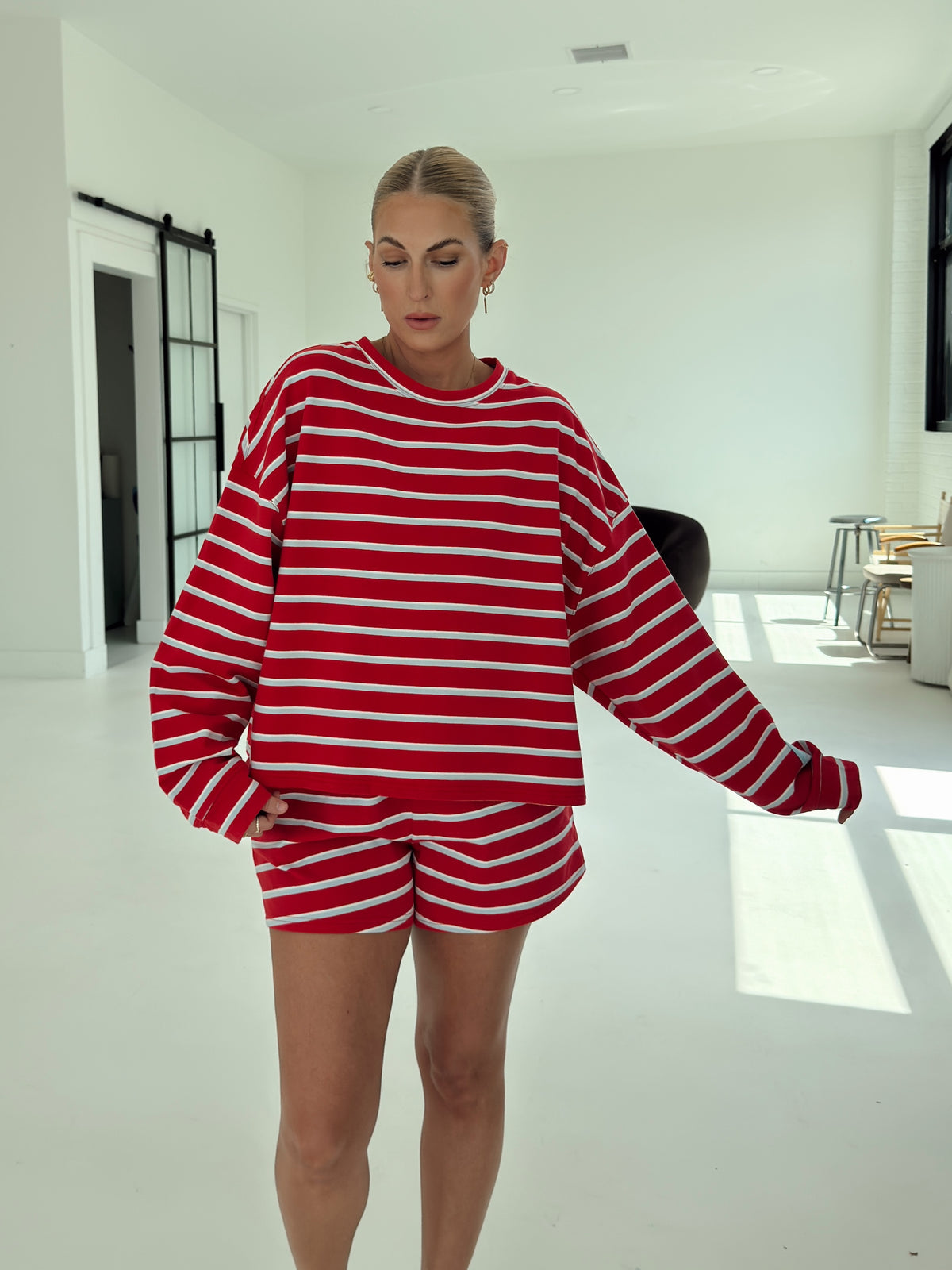 Crosby Stripe Shorts - Tomato and Baby Blue