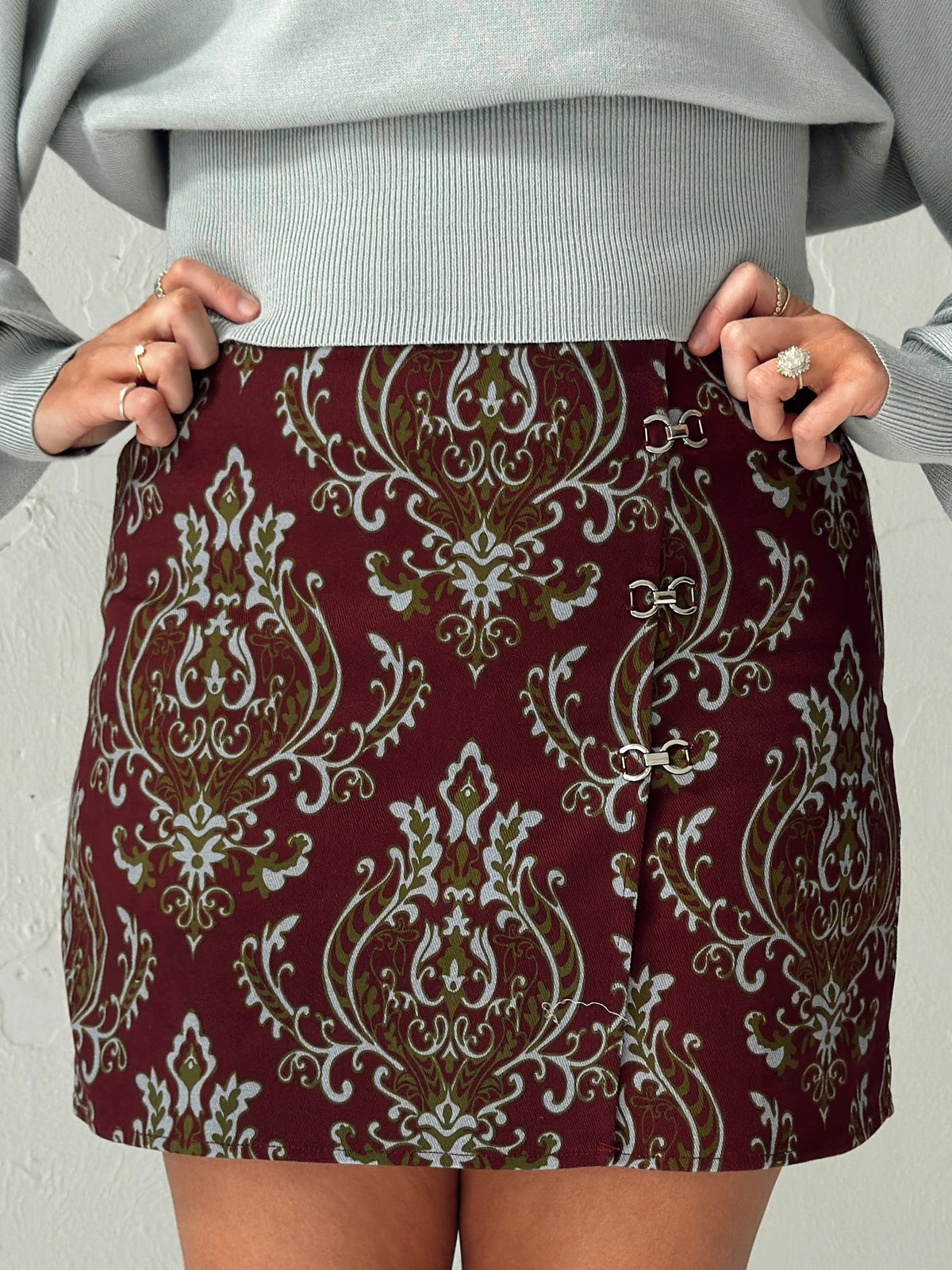 Ari Paisley Print Denim Mini Skirt
