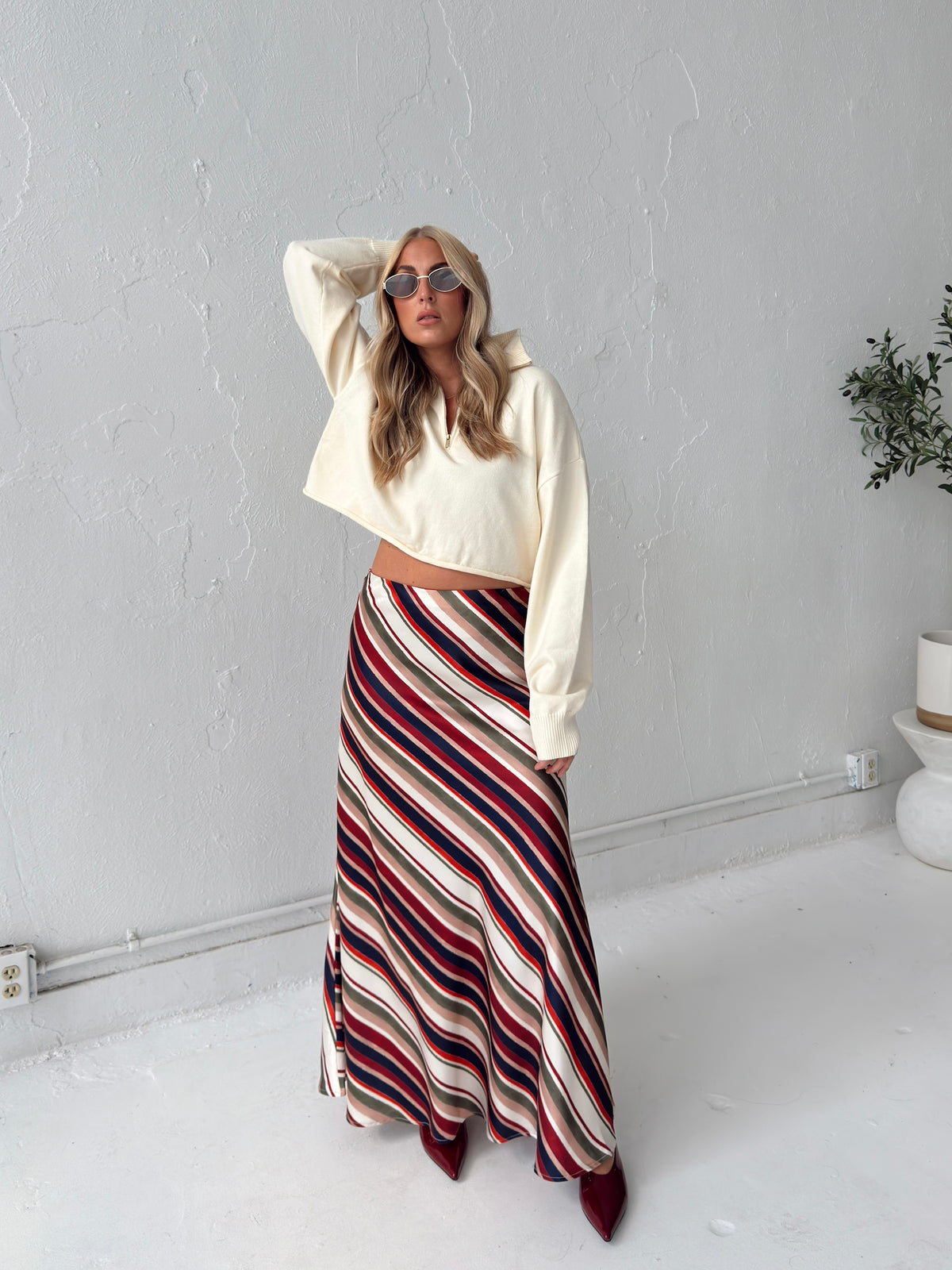 Pre-Order Dani Diagonal Stripe Maxi Skirt (restock eta 10/19)