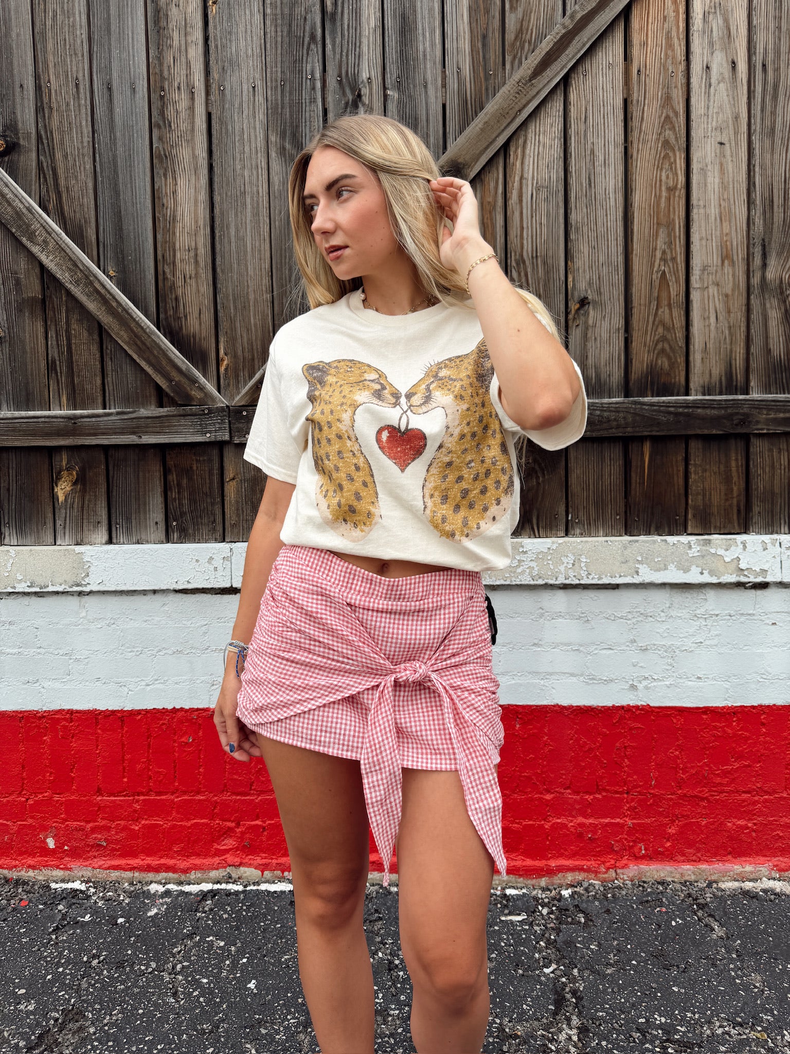 Red Gingham Wrap Skort