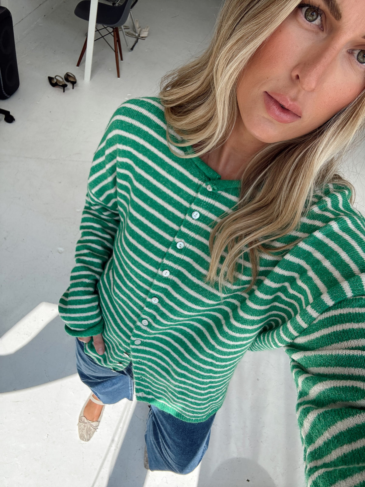 Brynn Striped Cardigan - Green