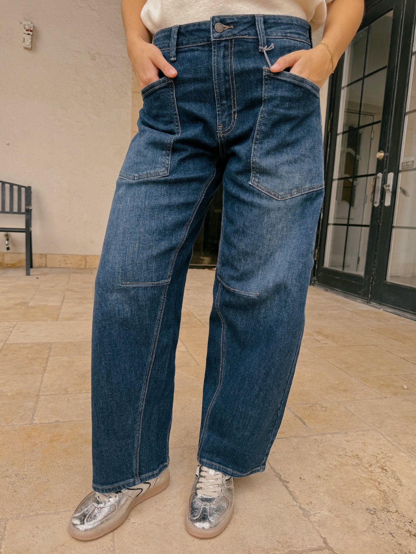 Patch Pocket Dark Barrel Jean