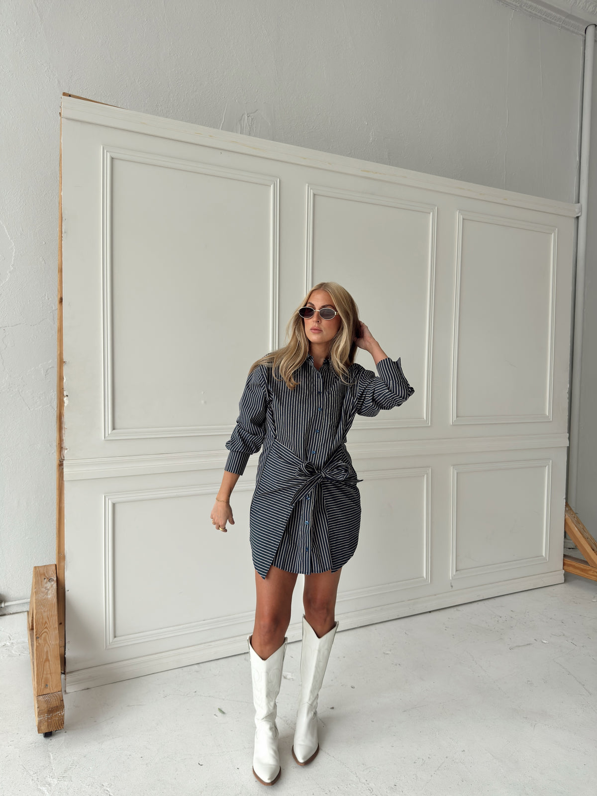 Sadie Stripe Button Down Shirt Dress