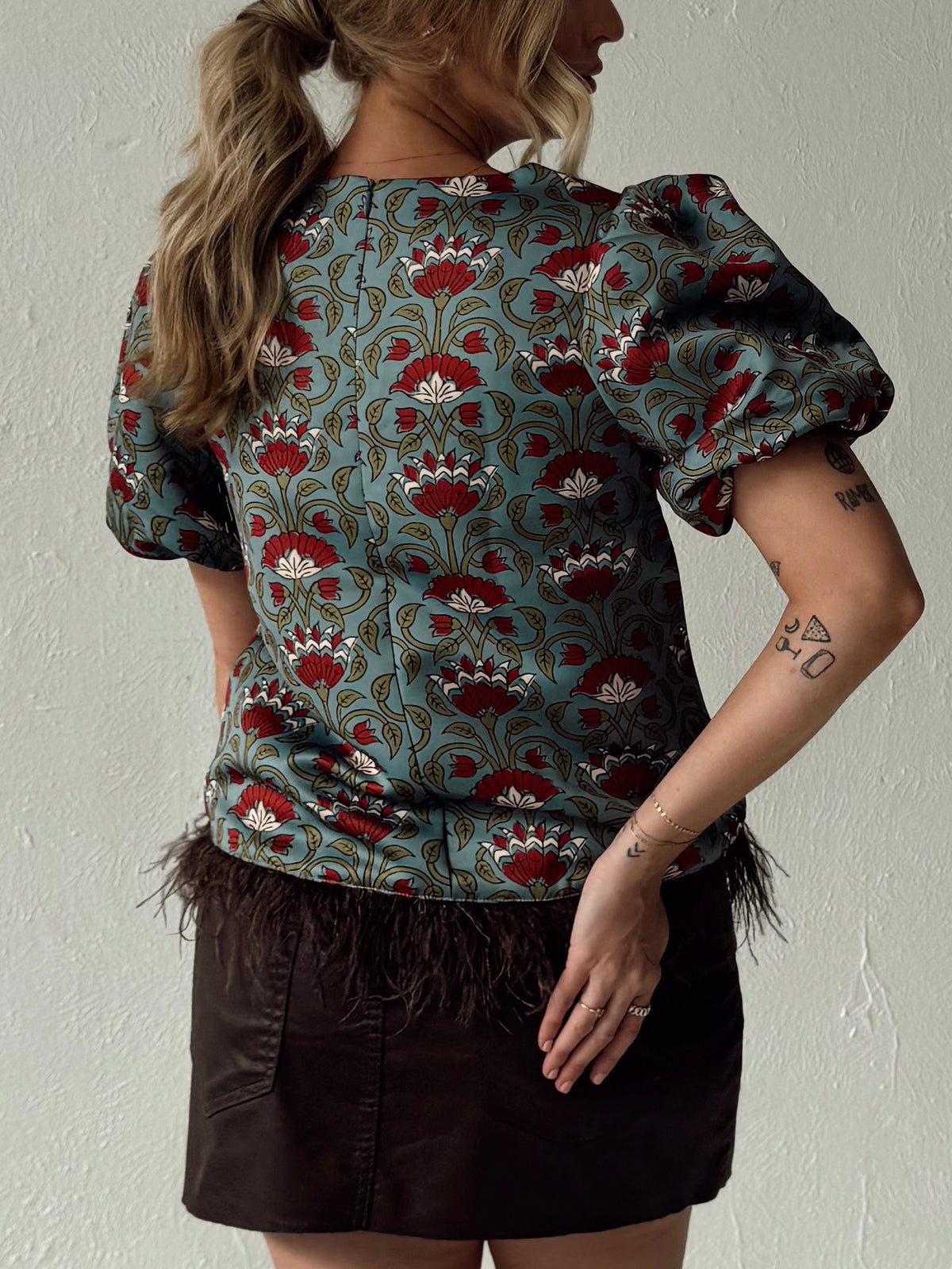 Merritt Feathered and Floral Top