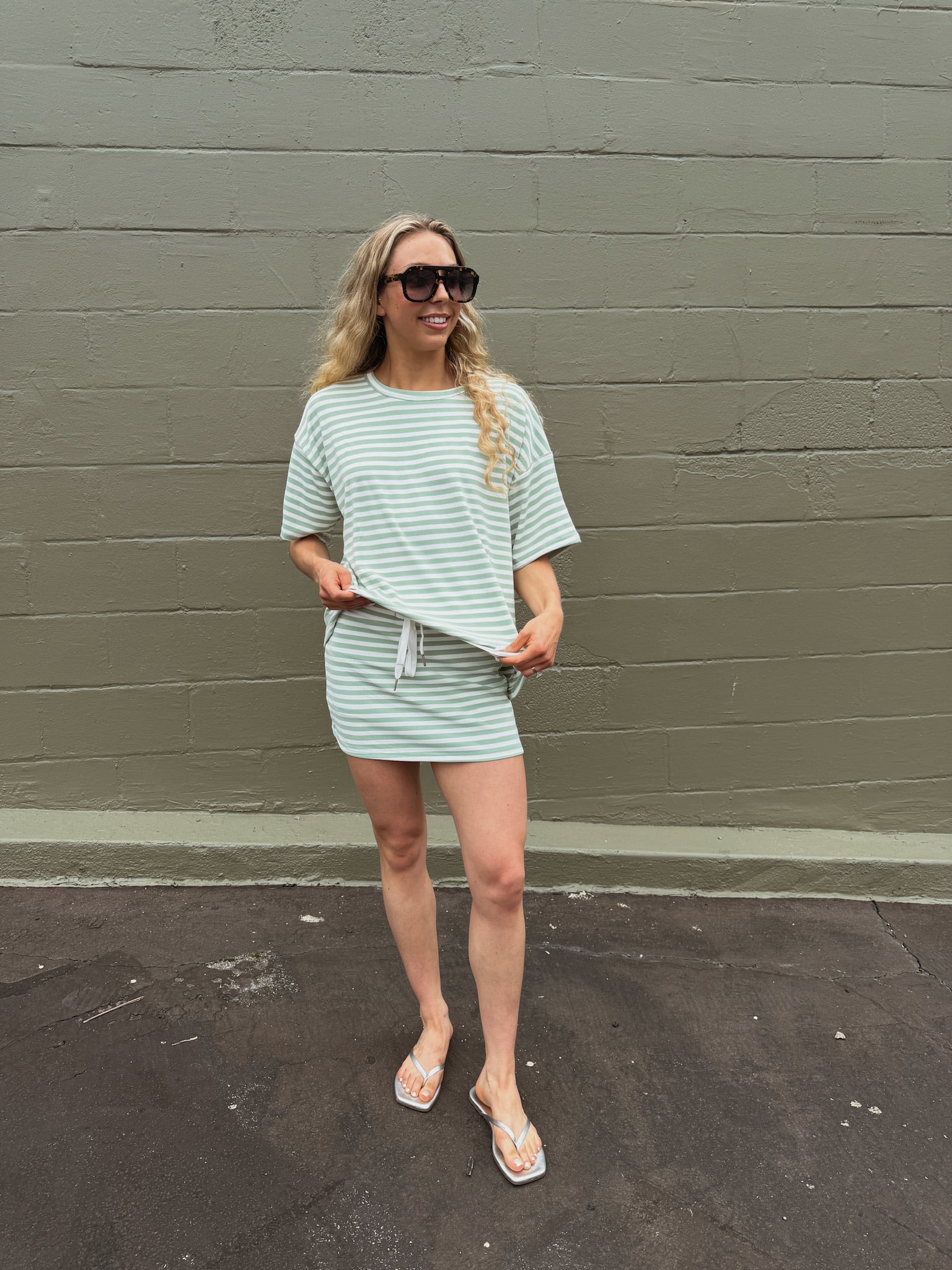 Weekender Stripe Top - Sage