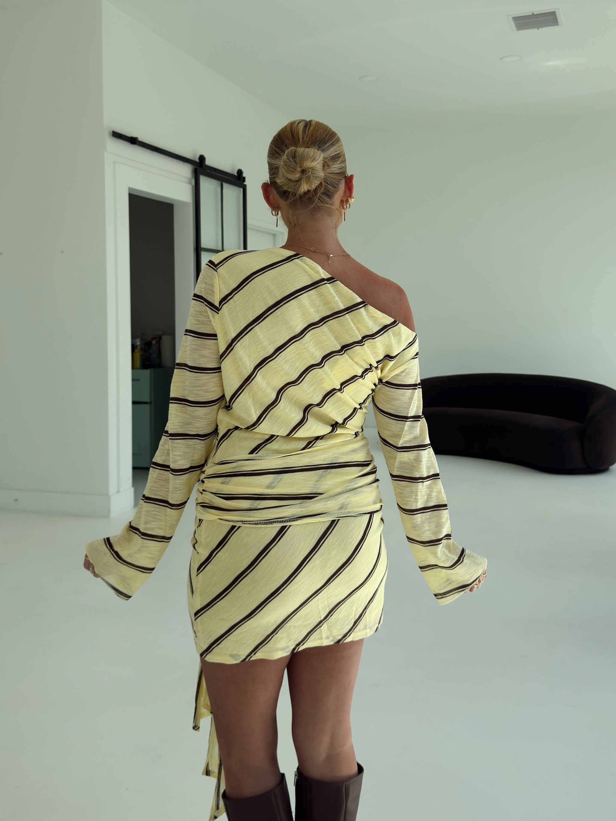 Abigail Yellow Stripe Mini Dress