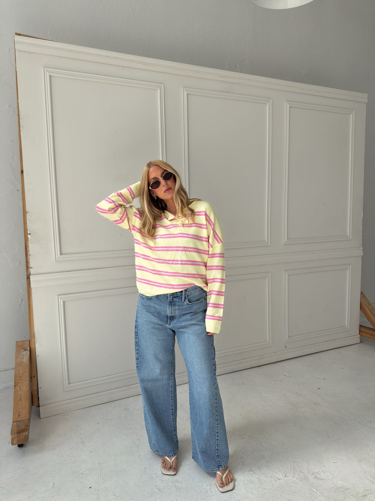 Caroline Cozy Stripe Knit Sweater - Yellow