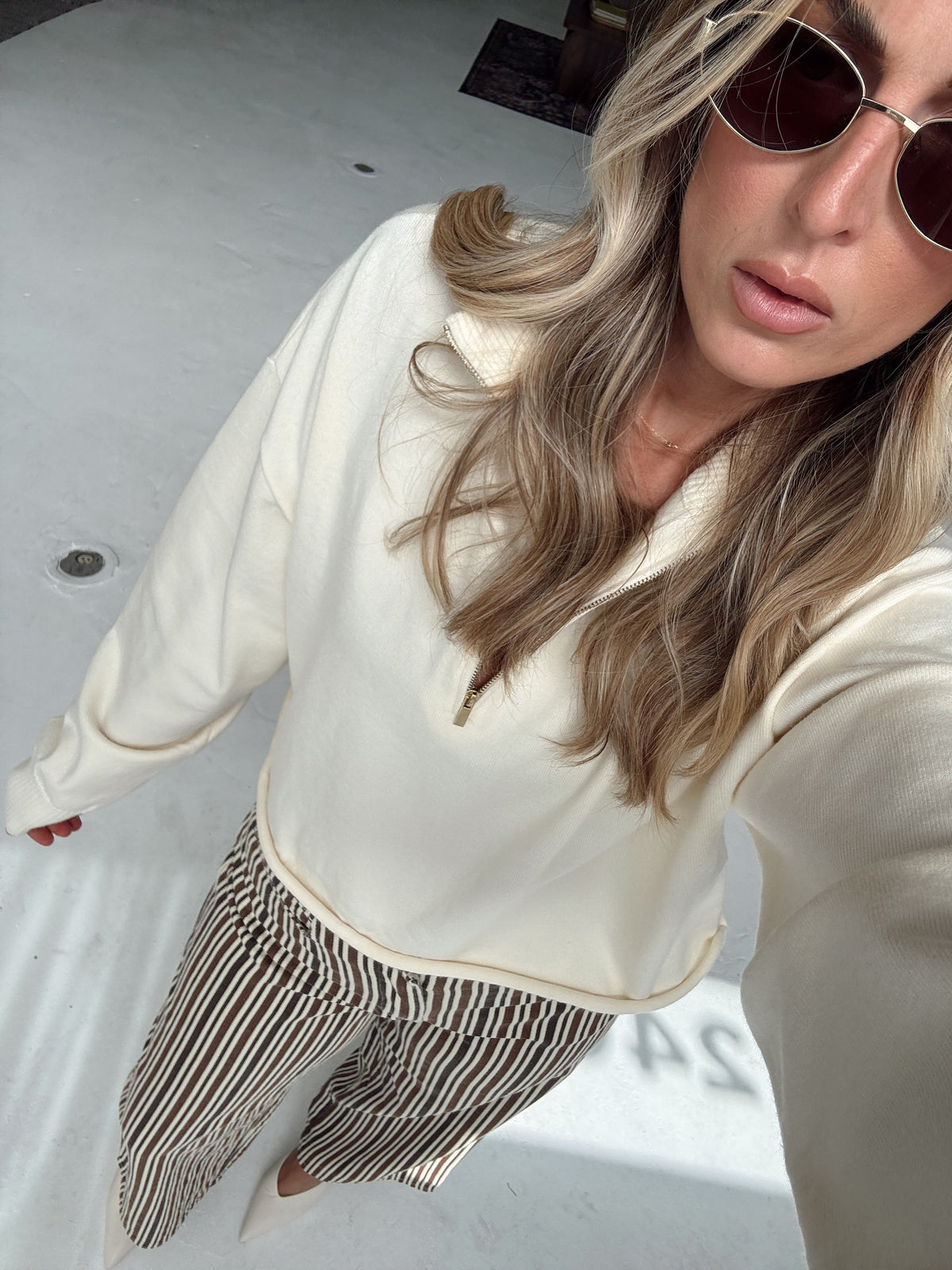 Britt Low Rise Buckle Stripe Pants