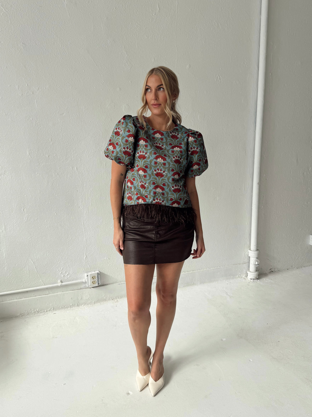 Merritt Feathered and Floral Top