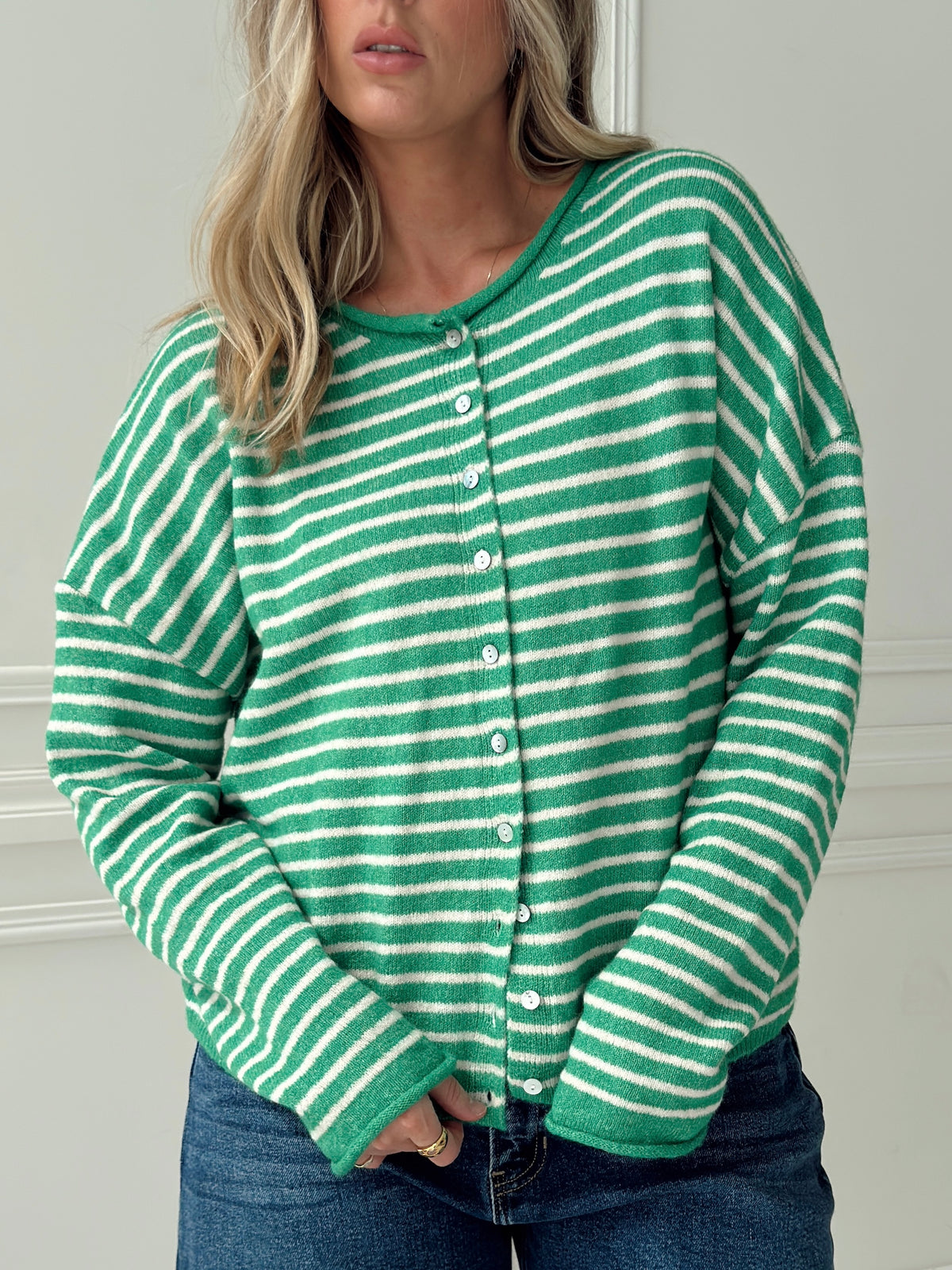 Brynn Striped Cardigan - Green