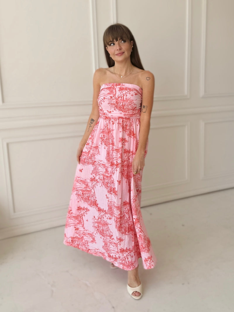 Meet Me in Santorini Sunset Cottage Tube Maxi Dress