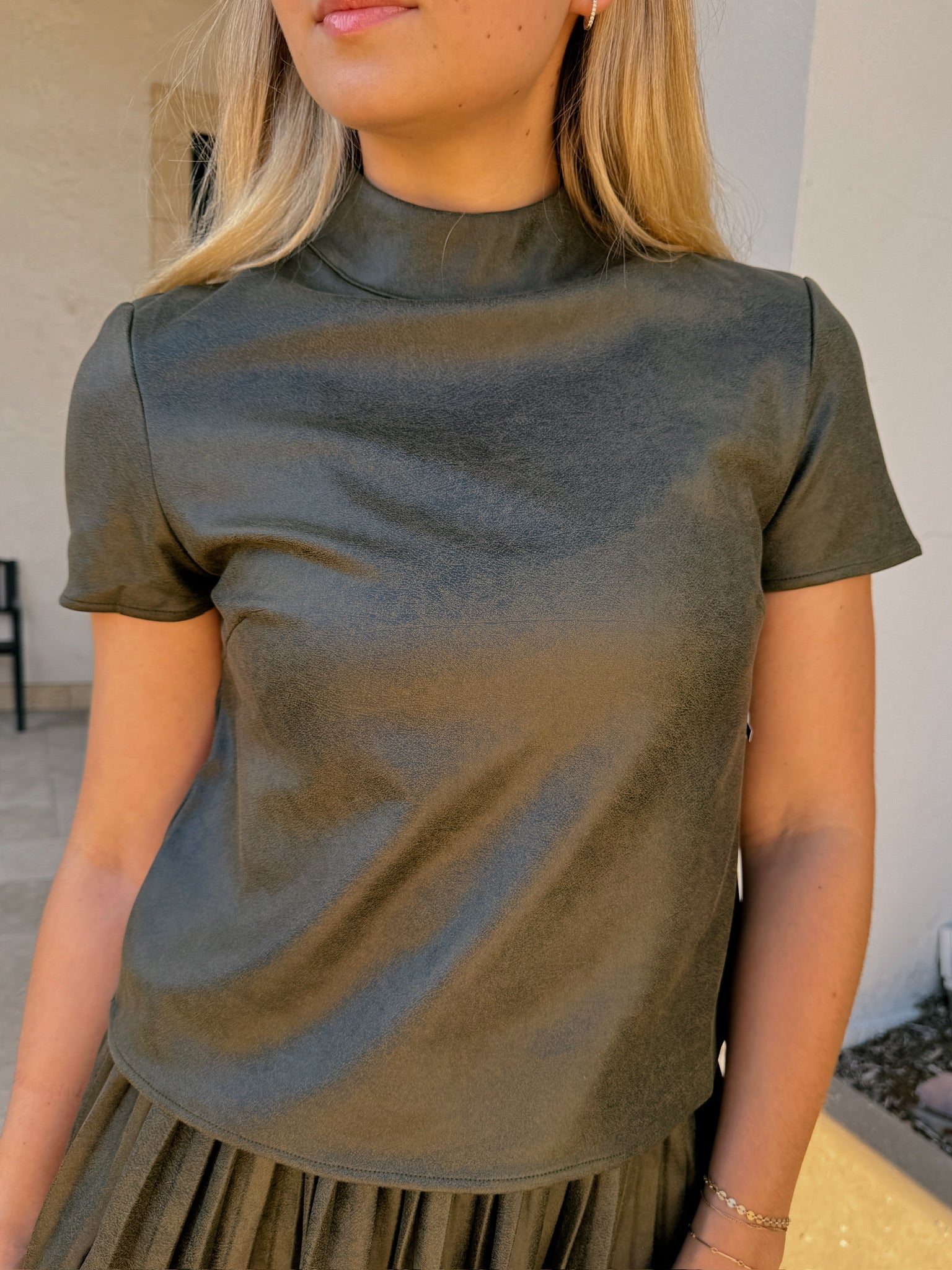 Sincerely Ours Claudia Top - Olive Suede
