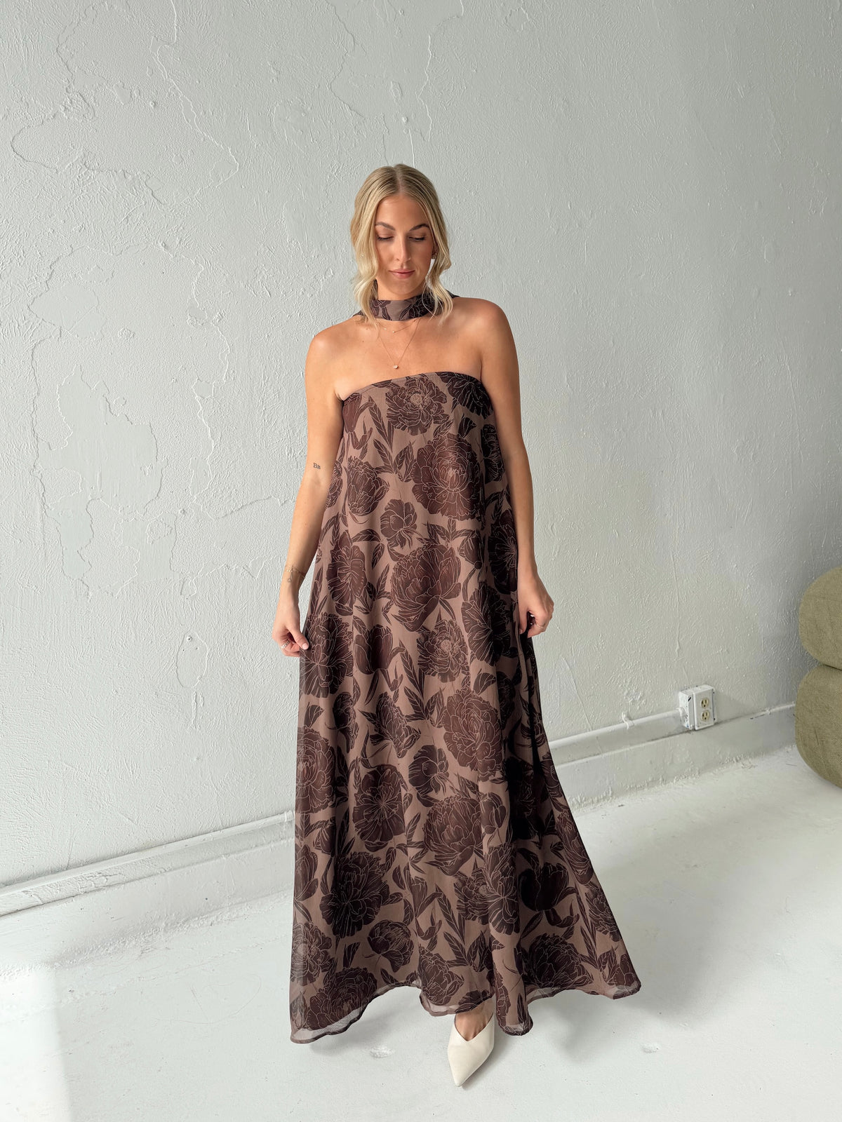 Maddie Chocolate Floral Maxi