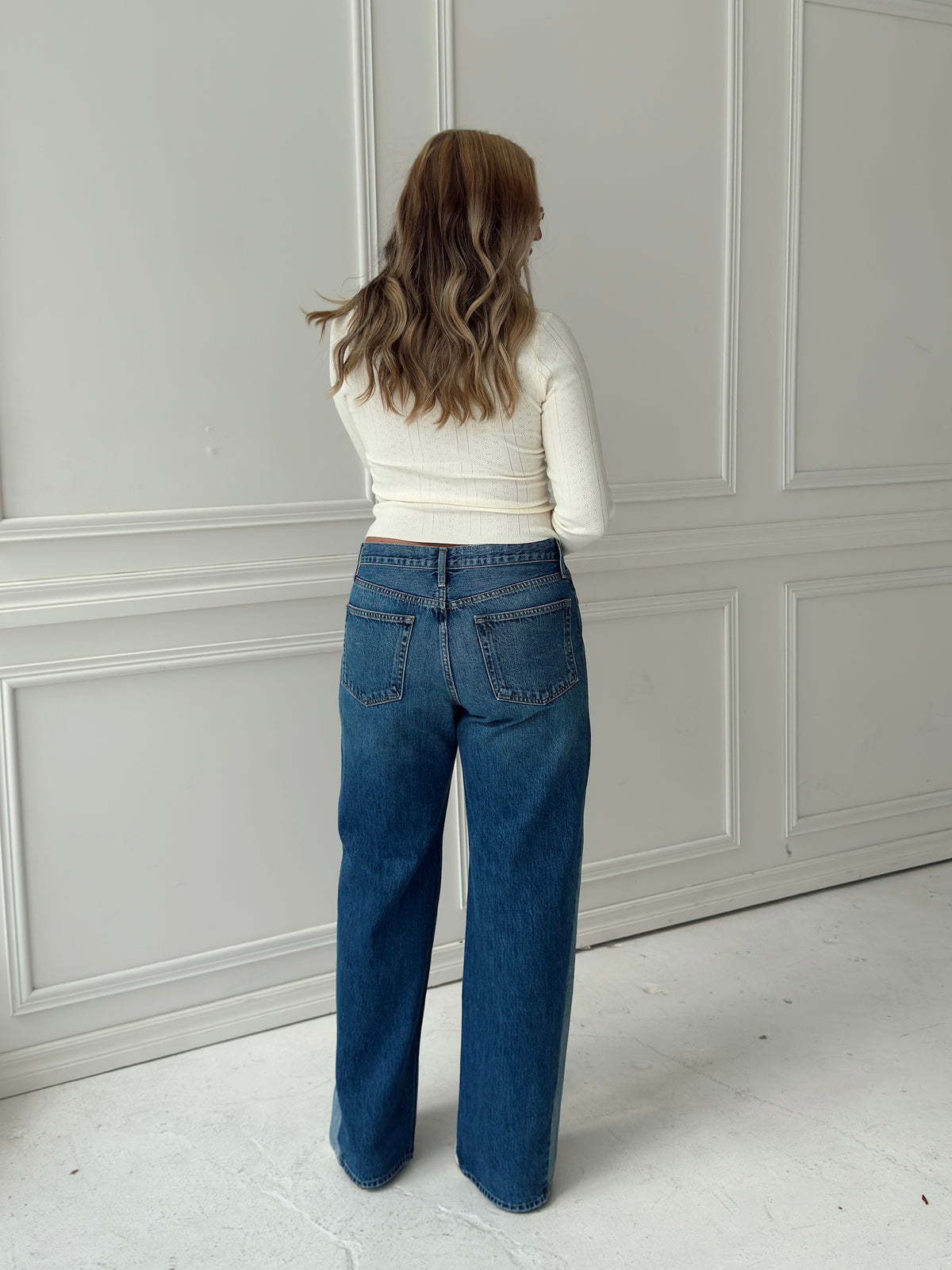 Presley Pointelle Rib Knit Sweater - Ivory