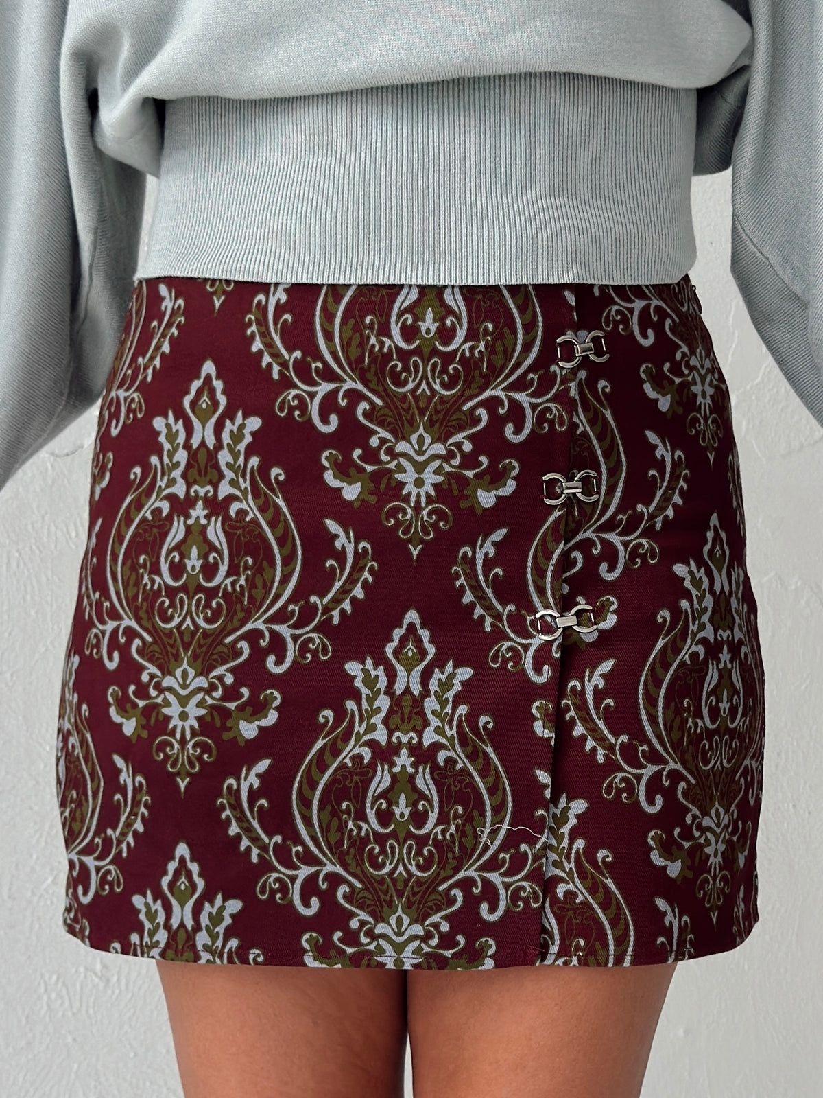 Ari Paisley Print Denim Mini Skirt