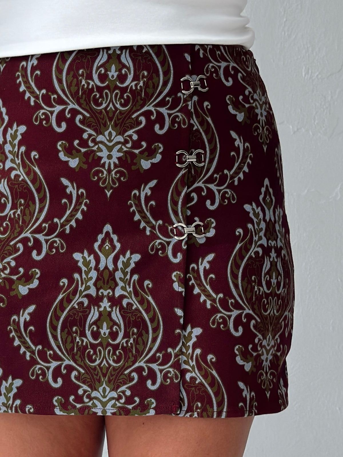 Ari Paisley Print Denim Mini Skirt